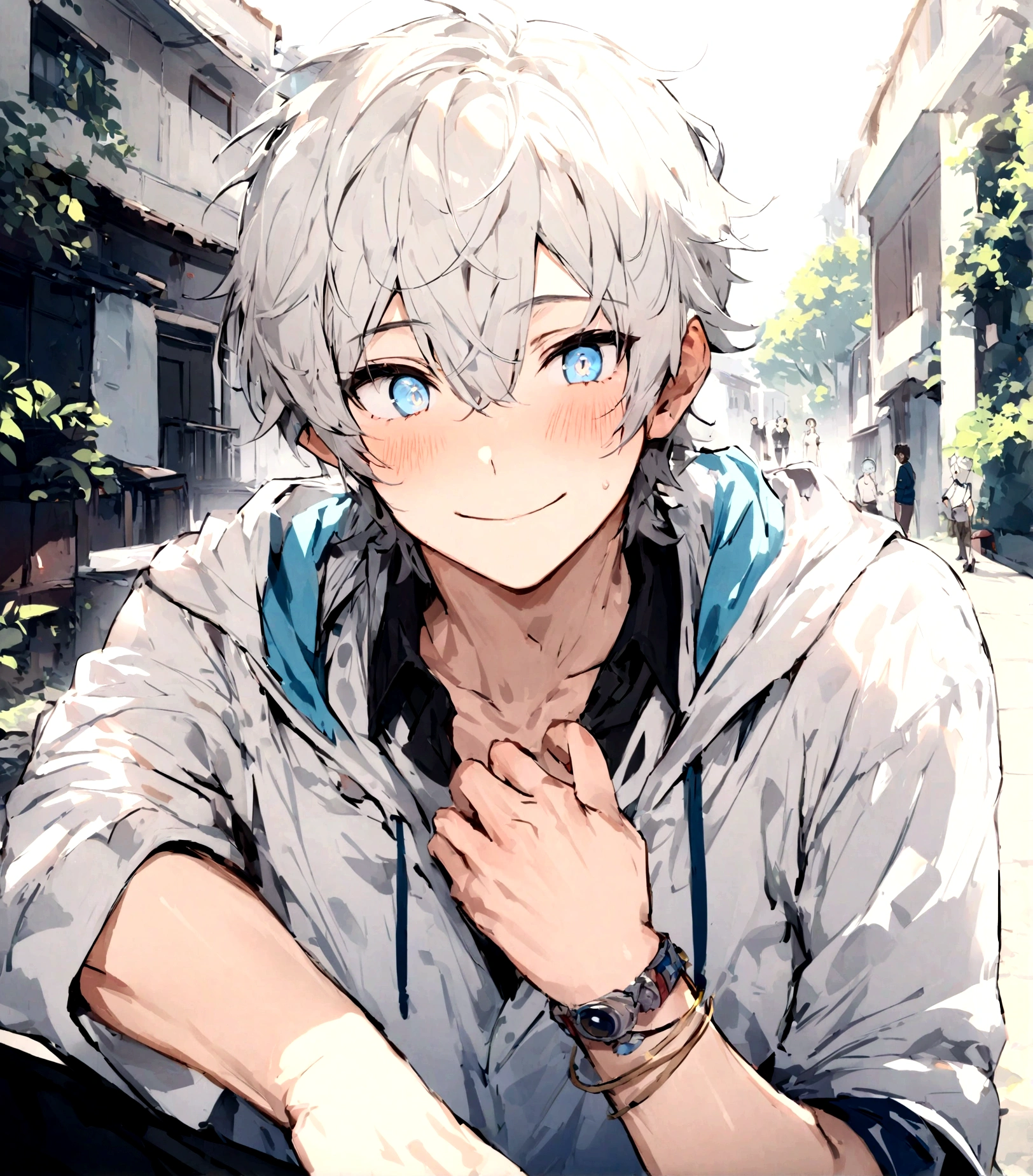boys,,,,,,boys,,,,,,male protagonist,Bright Eyes,blush,,Men's Focus,,Male Focus,smile,Happiness created,bracelet,,hoodie,,,male protagonistは微弱抵抗中,,When I first moved into the dorm I was pure and innocent.,,Brainwashed into a man-lover and potential homosexual,,,Athletic Department Boys&#39; Dormitory,,,Junior and senior high school/university,,clavicle,Erotic cool,,,,creation,high resolution,4k,8k,quasi-masterpiece,highest quality,