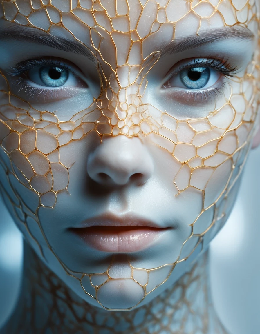 Close-up of face,in style of Scientific photography , portrait