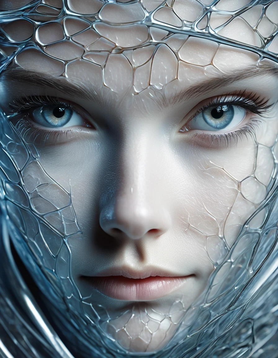Close-up of face,in style of Scientific photography , portrait