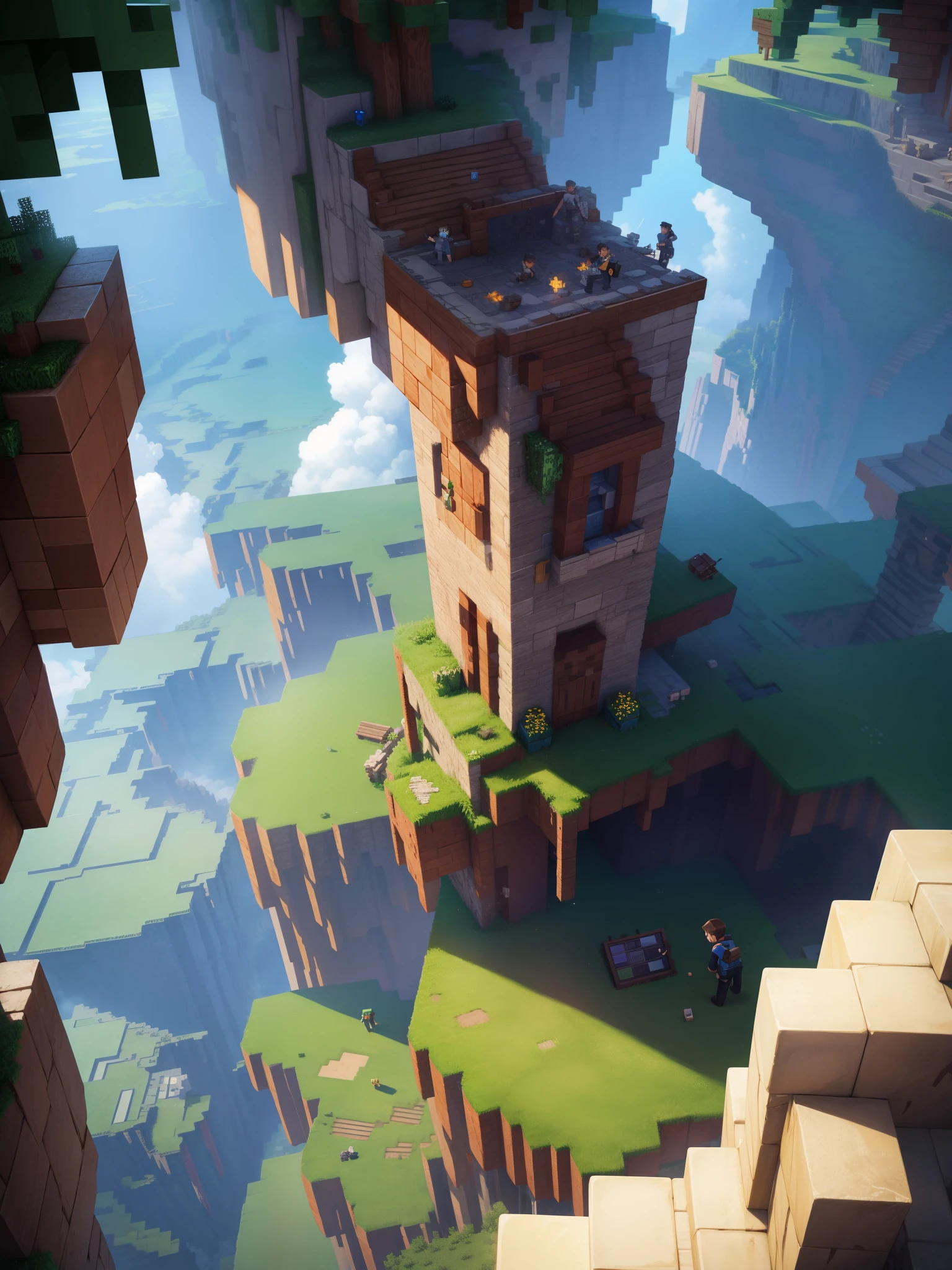 Steve、Mining in the Minecraft world、pickaxe。masterpiece、Amazing artwork、Unique images aidma-niji、niji