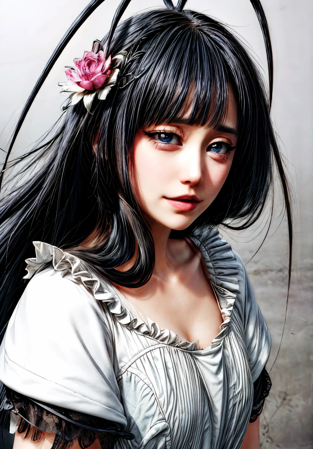 (8K,RAW Photos),(Best Quality),(Masterpiece Loose),(Realistic,)(写実的でRealistic),(High resolution),Hyper Detail,(Gentel Realism:1.1),Beautiful Face, (1 Female:1.1),High resolution), (8k), (Very detailed), (4K), (Pixiv), Perfect Face, Beautiful eyes and face, (highest quality), (Very detailed), Detailed face and eyes, (alone), Textured skin, Absurd, High resolution, (Dynamic Angle:1.3) (Dynamic Pose:1.3)