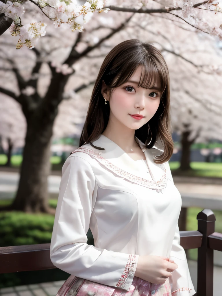 Retro Photography, 1960s , Agfa, Kodak, One girl,  Portraiture, View your viewers,  smile,  Japan, Tokyo, Cherry Blossom,  Physically Based Octane Rendering,  alone, Spring outfit, rtrophto1