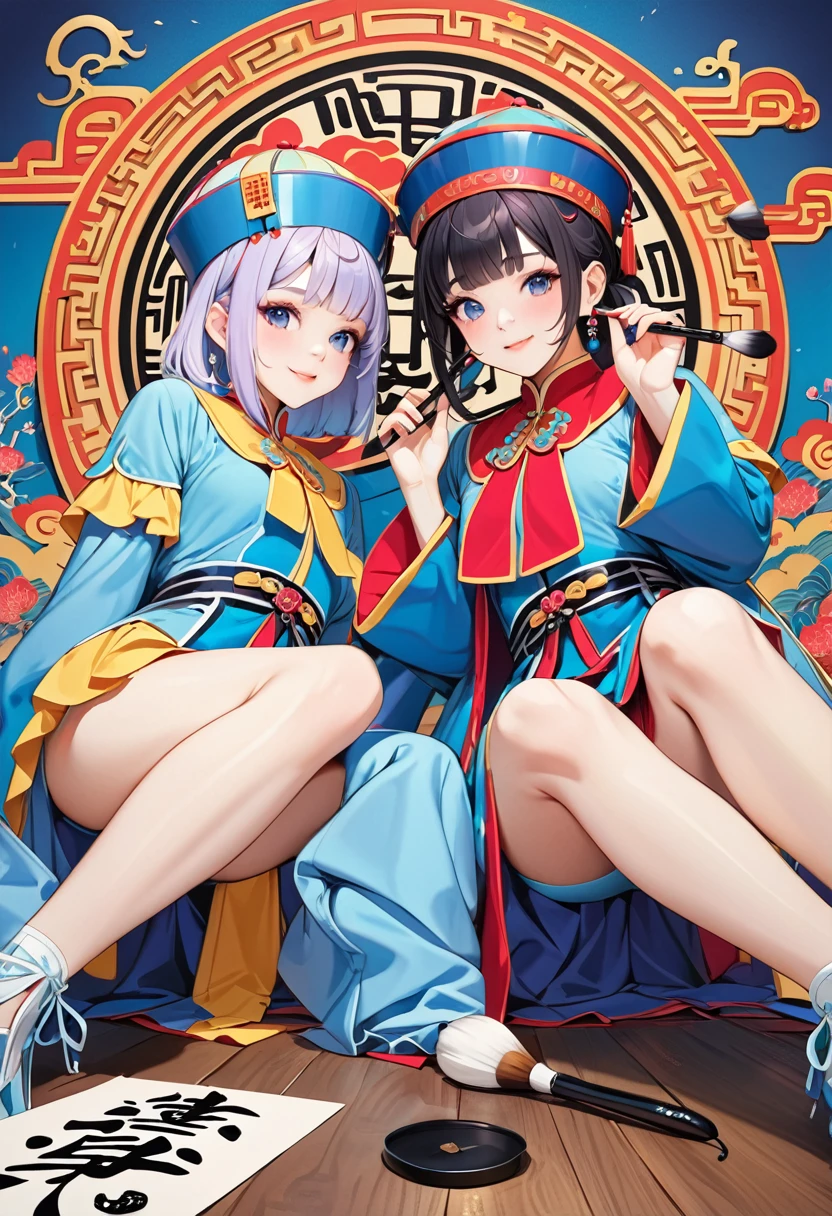 a picture of two anime girls in costumes and heels, touhou project official artwork, from touhou, official artwork, onmyoji, anime goddess, negao, light novel cover art, official anime artwork, anime stile, touhou project, blade and soul, hanayamata, onmyoji detailed art, vocaloid, manga cover art, anime cover