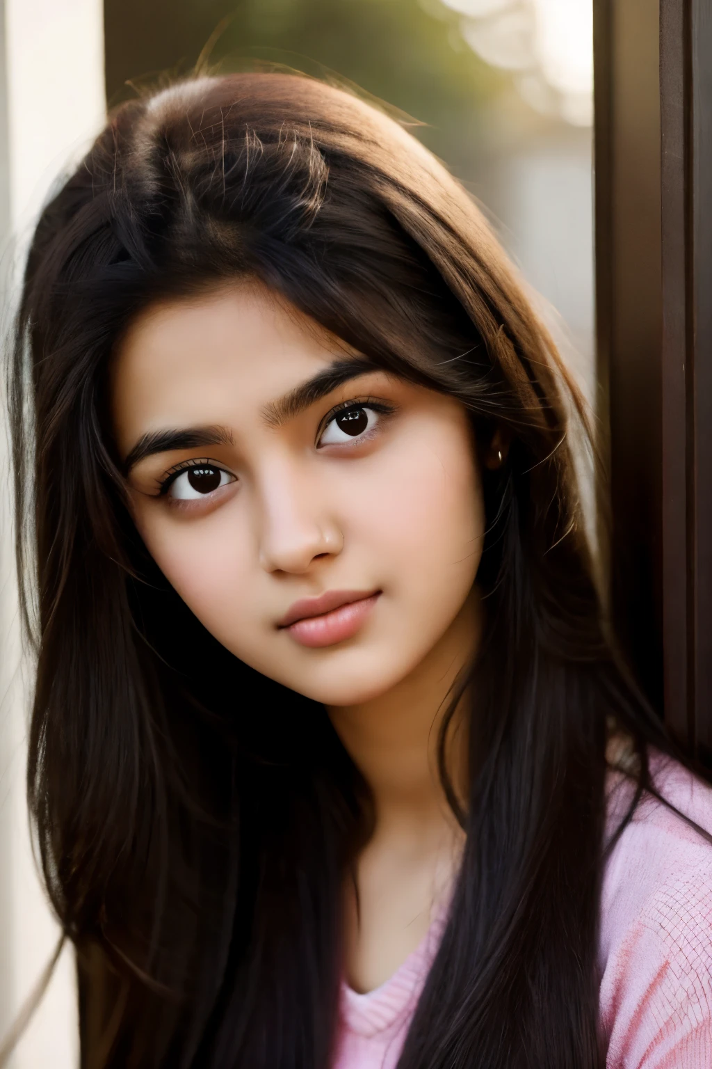 Pakistani girl. Dark hair. Dark Eyes. Teen. Young adult. Pretty.