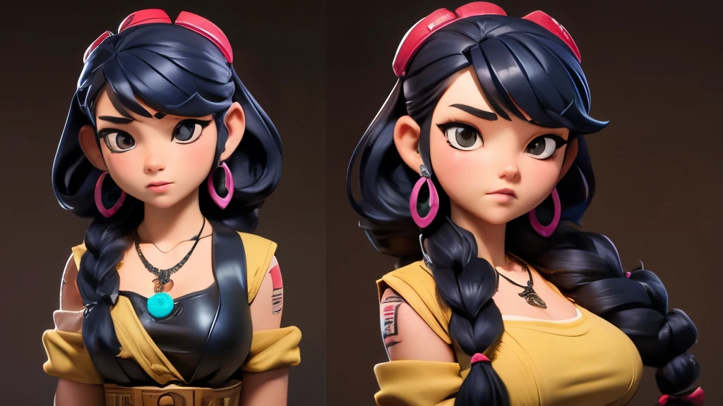 Landmine Girl。Disheveled clothing。Cowgirl。Menhera pose。Reverse Rape。Huge bust。Free hairstyle。Large hair ornament。Big earrings。Large Necklace。
