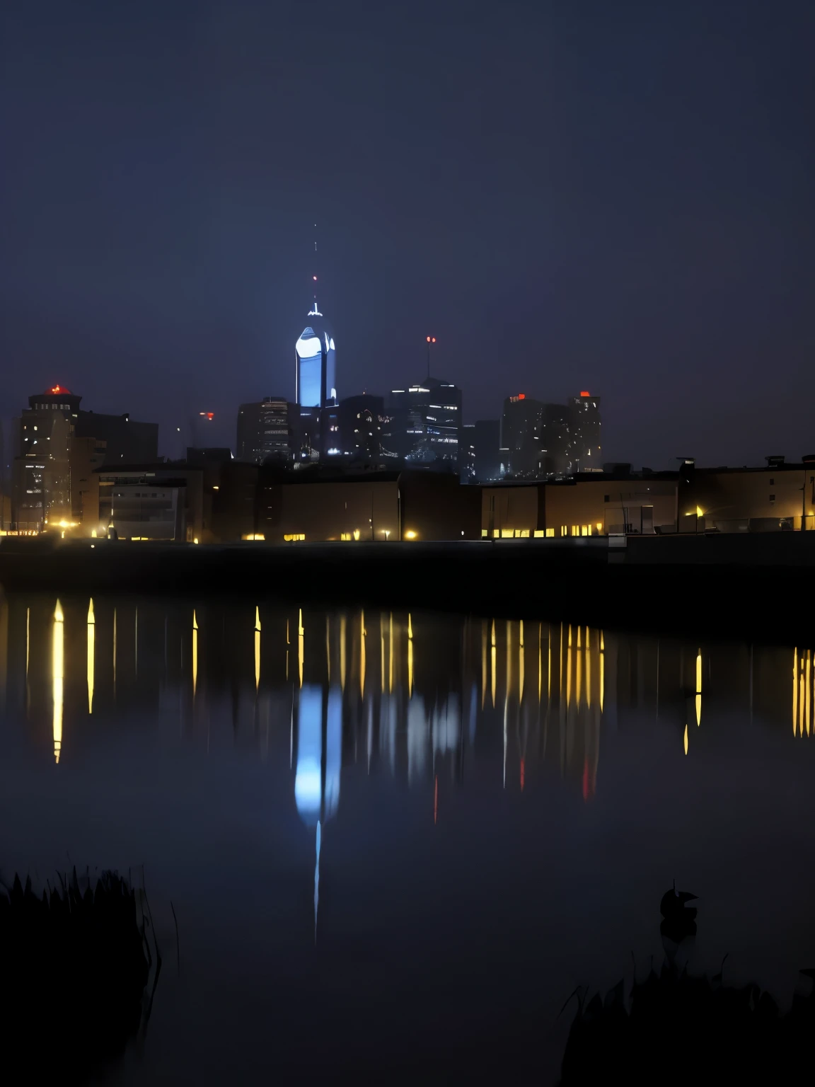 平静的湖面上倒映着宁静的night,(night:1.1),Rippling water,Beautiful clouds in the sky,(City:1.31),Buildings reflected in water,Peace and tranquility atmosphere,(best quality,4k,8K,High resolution,masterpiece:1.2),Extremely detailed,(Practical,photoPractical,photo-Practical:1.37),Bright colors,Soft tones,stunning lighting effects,Some people come and go