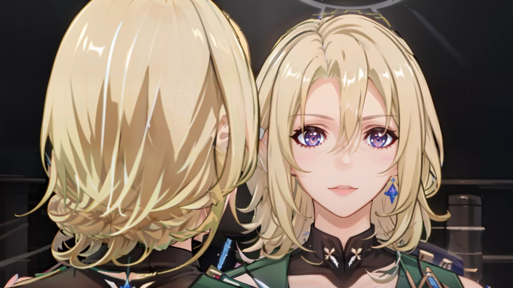 cocolia, cocolia rand, honkai star rail, clean lineart, clean anime outlines, best quality, high quality, blonde hair, belobog, official art, lighting, looking over a frozen mountain scape, tied back hair,