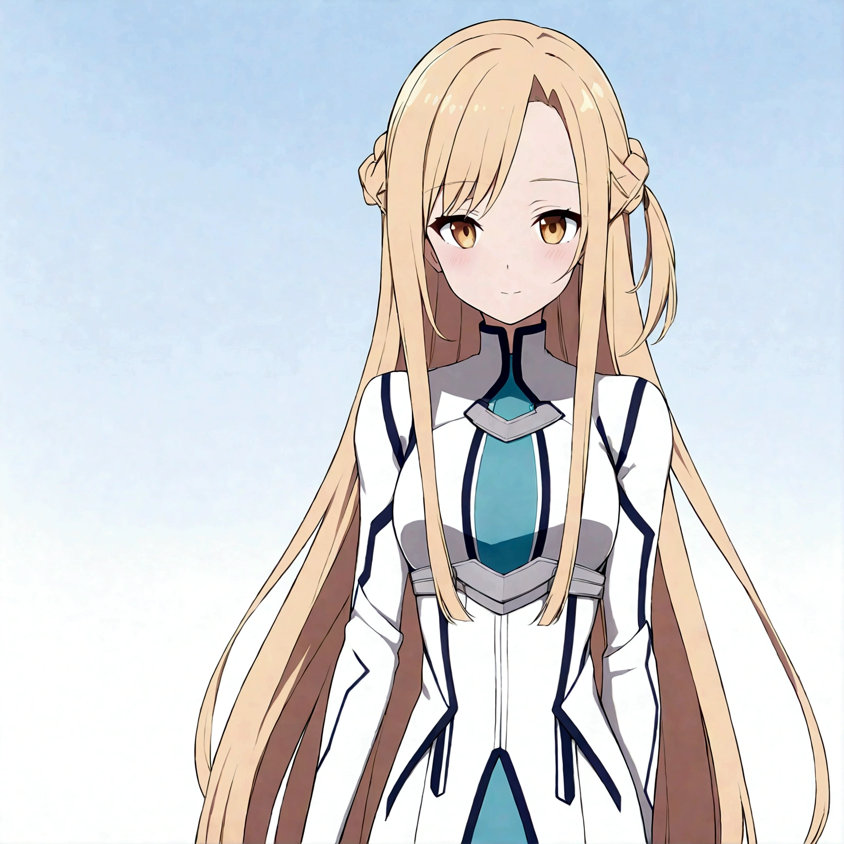 Long straight hair with long braids on both sides