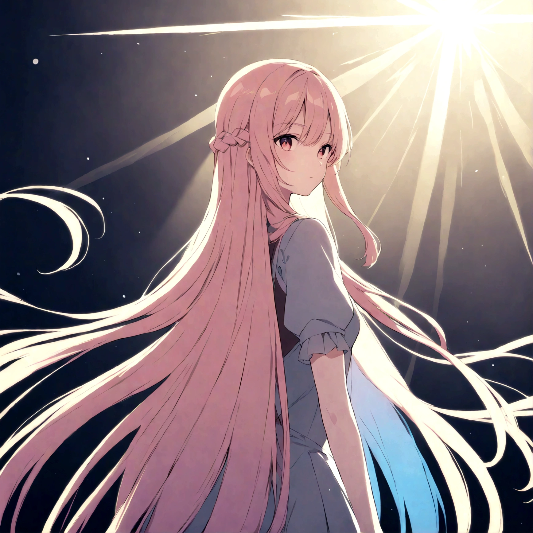 Long straight hair with long braids on both sides