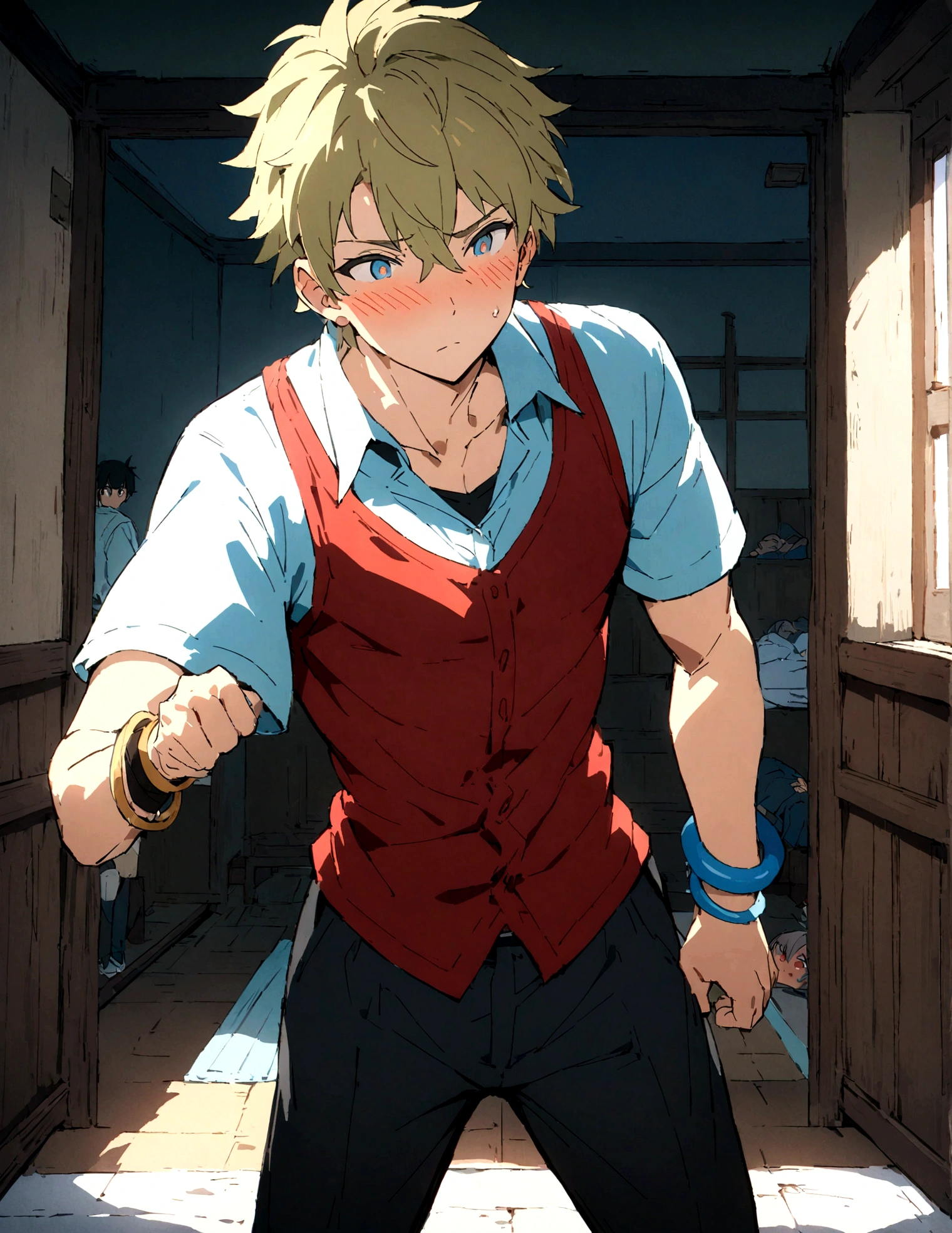 boys,,,,,,boys,,,,,,male protagonist,Bright Eyes,blush,,A refreshing and bright personality,,Men's Focus,Male Focus,A rich expression,Intentionally created happiness,,bracelet,When I first moved into the dorm I was pure and innocent.,,,Cool casual clothes,,,男子に犯され中のmale protagonistはいつも抵抗中らしい,,,,Brainwashed into a man-lover and potential homosexual,Athletic Department Boys' Dormitory,,,,,Junior and senior high school/university,,,Rumored Powerful School,cool,,,All male victims,,,creation,high resolution,4k,8k,quasi-masterpiece,highest quality,Anime Style,,Makoto Shinkai Style,,Cel animation art,,