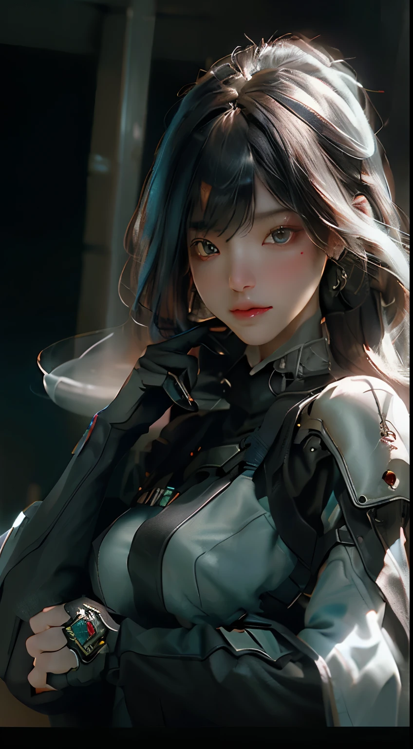 ((Best quality)), ((masterpiece)), (detailed:1.4), 3D, an image of a beautiful cyberpunk female,HDR (High Dynamic Range),Ray Tracing,NVIDIA RTX,Super-Resolution,Unreal 5,Subsurface scattering,PBR Texturing,Post-processing,Anisotropic Filtering,Depth-of-field,Maximum clarity and sharpness,Multi-layered textures,Albedo and Specular maps,Surface shading,Accurate simulation of light-material interaction,Perfect proportions,Octane Render,Two-tone lighting,Wide aperture,Low ISO,White balance,Rule of thirds,8K RAW,