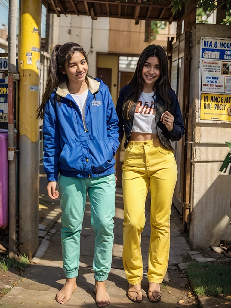 The story begins in a high school where a group of students gather and discuss the importance of morality, a 22 year old girl with semen on her feet.
yellow jacket, yellow pants, (pants down:1.3), smile, 1 girl, barefoot,