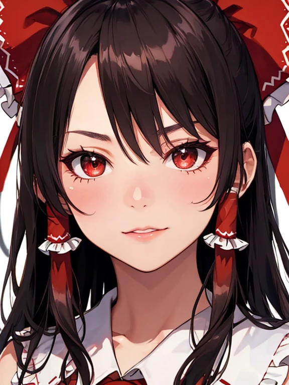 Reimu Hakurei、Face close-up:2, UHD, retina, masterpiece, ccurate, anatomically correct, textured skin, super detail, high details, high quality, best quality, highres, 4K