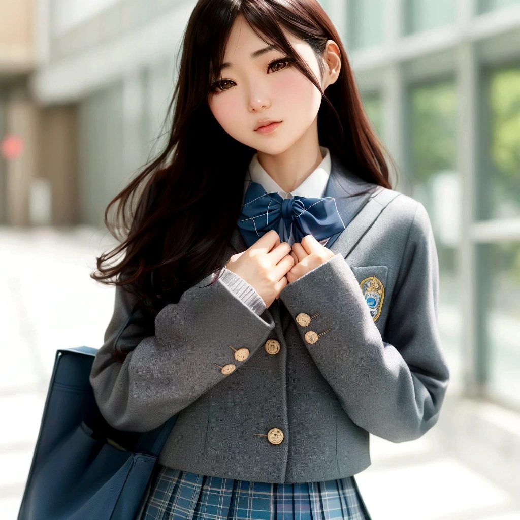 arafed asian woman in a school uniform with a blue bag, japanese girl school uniform, Beautiful anime school girl, japanese school uniform, cute , wearing japanese school uniform, 魔法学校のschool uniform, JK Uniform, wearing school uniform, Seifuku, Sailor suit with loose coat collar, , Girl in uniform, wearing 