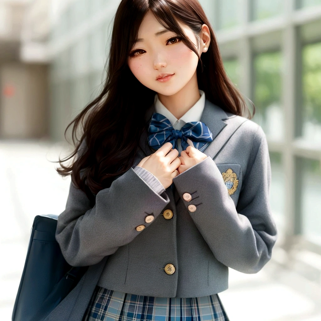 arafed asian woman in a school uniform with a blue bag, japanese girl school uniform, Beautiful anime school girl, japanese school uniform, cute , wearing japanese school uniform, 魔法学校のschool uniform, JK Uniform, wearing school uniform, Seifuku, Sailor suit with loose coat collar, , Girl in uniform, wearing