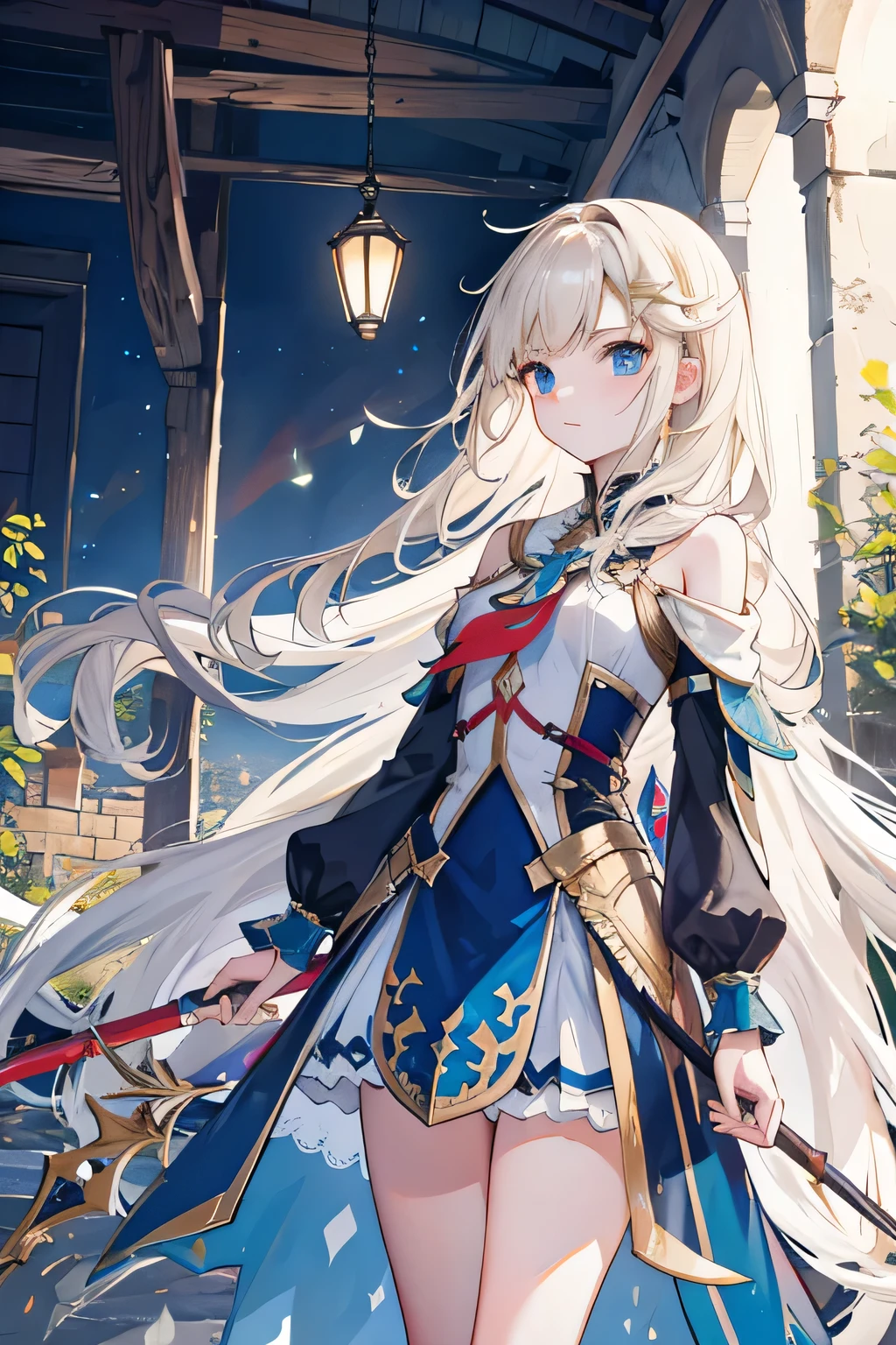 longspear，whaite hair，teens girl