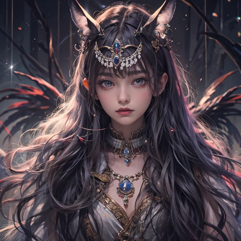 it's raining, c that、Hair flow、 ((highest qualそれy、masterpiece、8k、Best image qualそれy、Ultra-high resolution、Award-winning works)、(Accurate anatomy:1.1)、(Look at me and smile:1.1)、Shining fair skin wそれh Ultra-high resolution、The most detailed face、Ultra-high resolution detailed face、Ultra-high resolutionの髪の毛、(Ultra-high resolutionの煌めく瞳:1.1)、Beautiful face drawn in every detail、ancient gothic costume , Chest to chest, tattoo, A real owl next to him