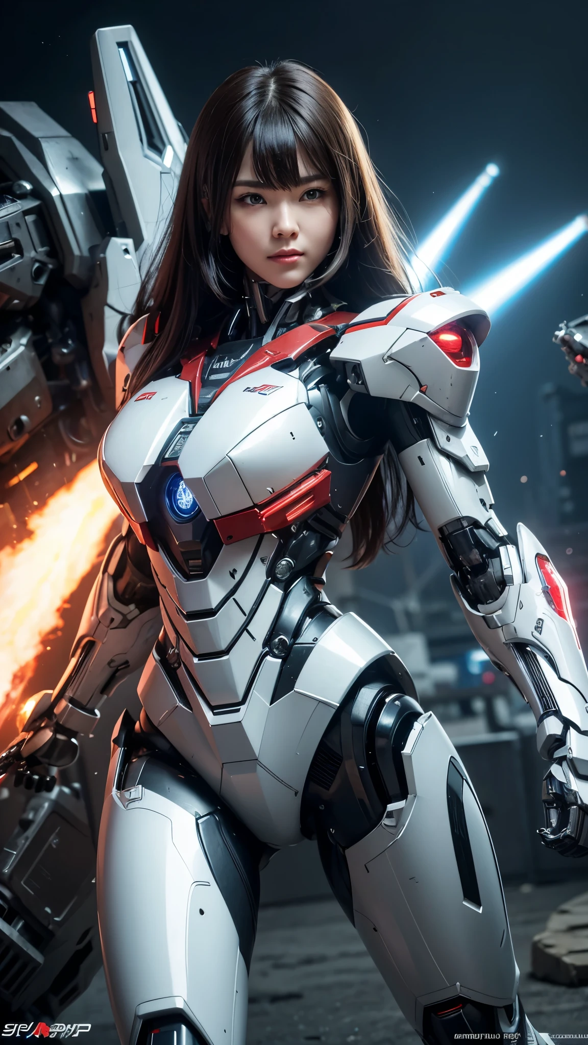  Super detailed, advanced details, high quality,  High resolution, 1080p, hard disk, beautiful,(war machine),Armor War,(Rocket Missile)Capture the big picture,beautiful,Mecha cyborg girl,battle mode,Mecha body girl,She is wearing a futuristic war machine weapon mecha,A powerful cyborg woman, sleek and futuristic, with advanced mechanical augmentations that enhance her strength and capabilities.