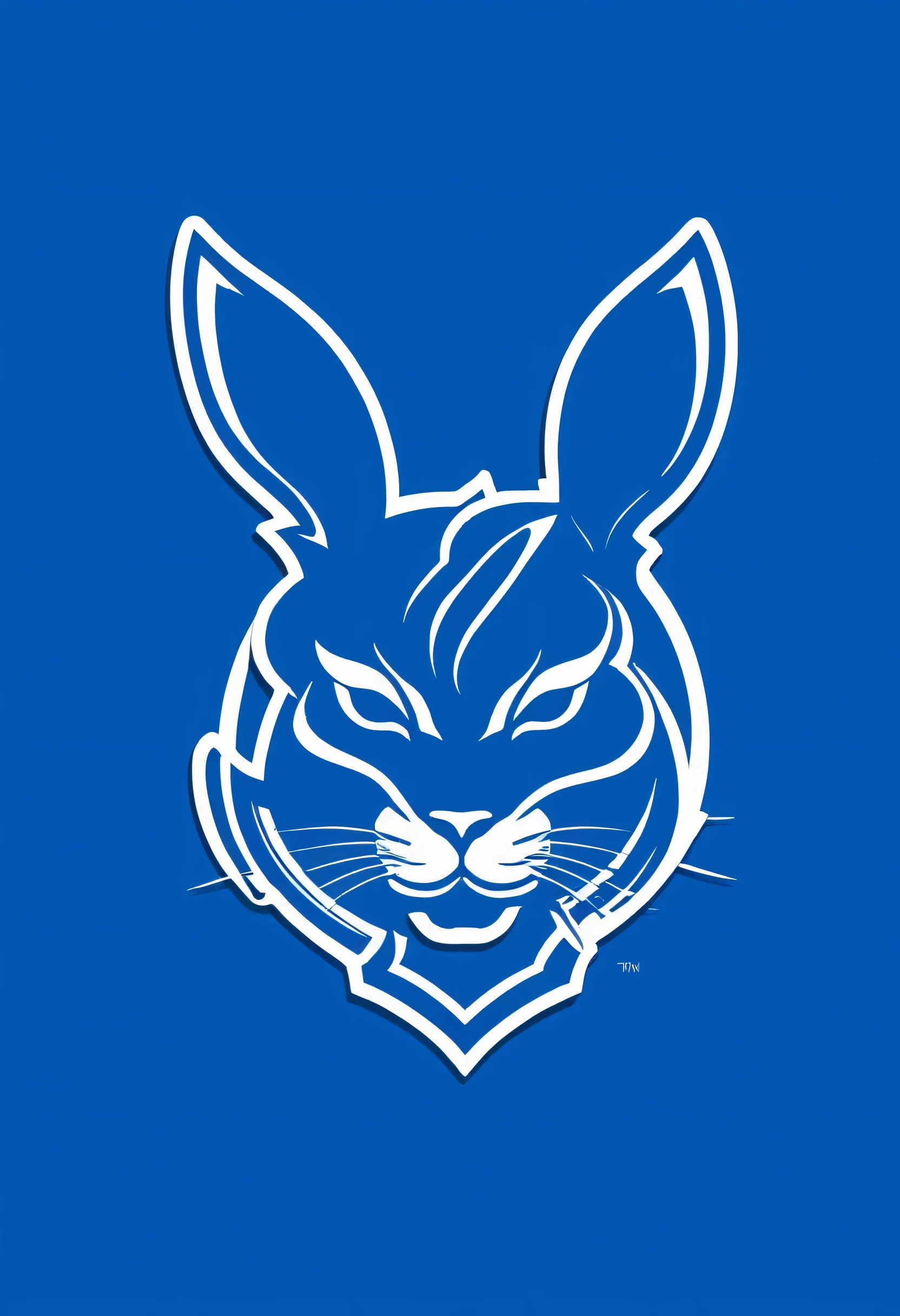 「force『Blue Rabbit』Please create a logo for。I would like the force chapter to include the following elements::
- Design based on a blue rabbit - Cute, deformed design - Simple design - The background is blue and white, symbolizing determination and unity in battle.」