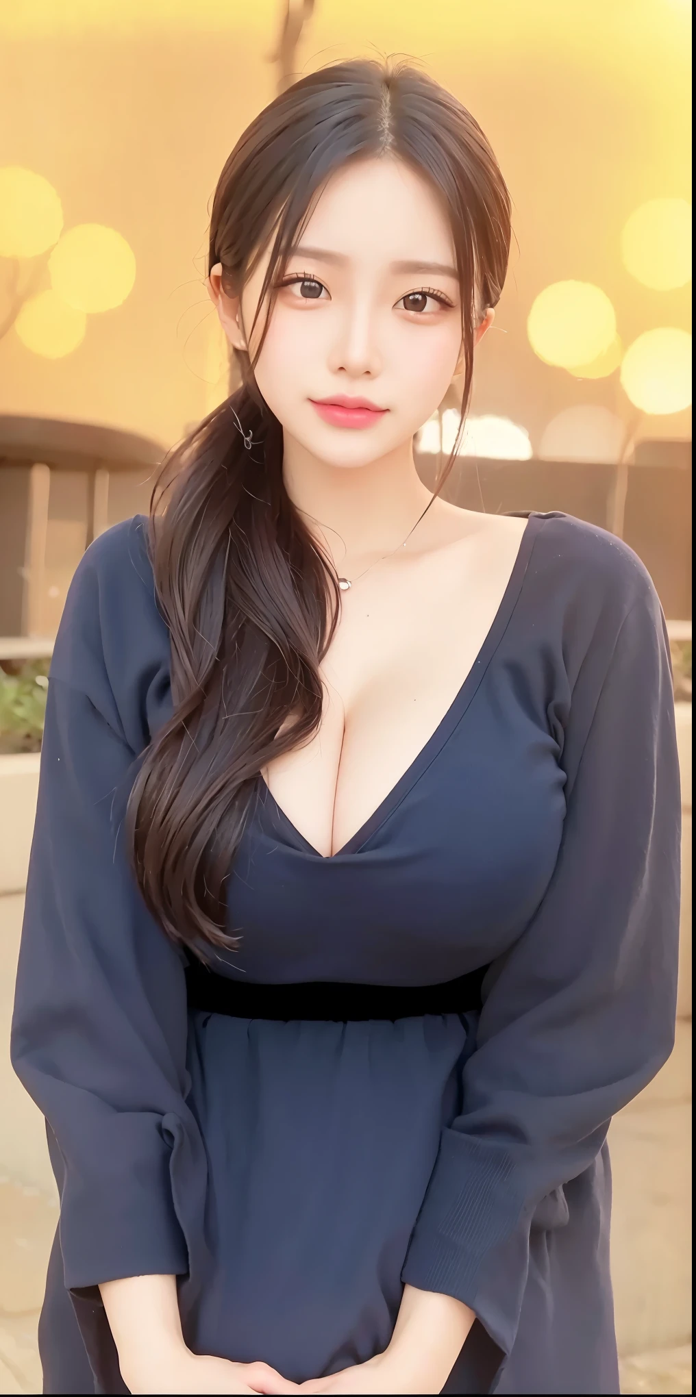 1girl, beautiful detailed eyes, beautiful detailed lips, extremely detailed face and features, long eyelashes, medium:digital illustration, lush garden, sunlight, warm colors, vibrant, detailed foliage, butterfly, photorealistic, 8k, best quality, hyperdetailed, masterpiece,((tight shirt)),(((huge breasts)))