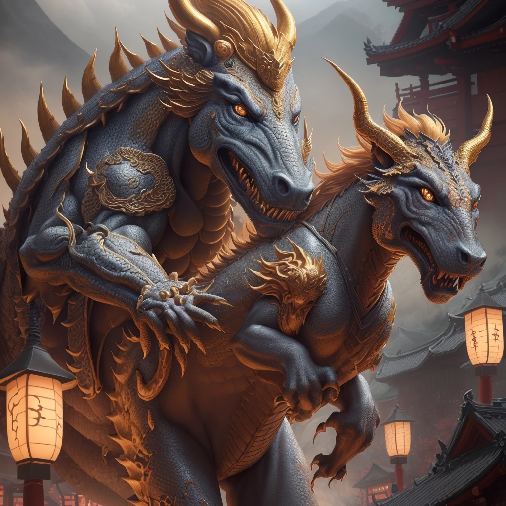 a woman that is actually a golden dragon chasing oni from a japanese village, highly detailed fantasy illustration, beautiful detailed eyes, beautiful detailed lips, extremely detailed eyes and face, long eyelashes, intricate details, dynamic pose, cinematic lighting, vibrant colors, dramatic atmosphere, digital painting, concept art, (best quality,4k,8k,highres,masterpiece:1.2),ultra-detailed,(realistic,photorealistic,photo-realistic:1.37)
