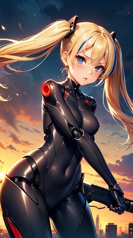 A girl is posing for a photo,pretty girl,Enchanting girl,Anime Girls,
(((One Girl,16 years olack plugsuit)), ((cyborg、Robot Girl、rifle)))、
BREAK
(Beautiful Hair,Shiny Hair),(Blonde、Hair blowing in the wind、Twin tails、赤 streaked hair:1.4),
(Expression of fine eyes,Beautiful and delicate eyes,Sparkling eyes,Eye Reflexes),(black eye),
double eyelid,Long eyelashes,
(Beautiful Nose,Thin Nose),
(Glossy lips,Beautiful Lips,Thick lips),
(Symmetrical facial features,Perfect Face),(((Detailed skin,Oily skin,Textured skin,Beautiful Skin))),
break
(Serious expression、Glaring),
(night、(sf、Ruined City, ruins)),((Dynamic Pose、front view、Cowboy Shot)),
break
(((highest quality)),((masterpiece)),((Very detailed))),((High resolution),(8k),(16k,1080p),(Anime 2D Rendering)),
(Anatomically correct),(Line art),(Black outline),