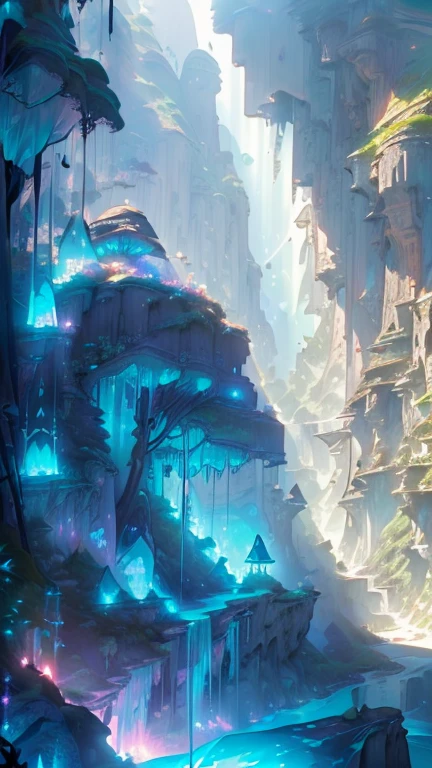 (((masterpiece))),(((high quality))),(((8K wallpaper))),(((Aerial view of an underground huge mega city reminiscent of ancient Egypt in a cavern with sparkling crystals))) ,(((giant glowing pyramid))),(((golden energy ball on top of pyramid)),(((stellar reactor))),(((ancient Egypt))),(((pyramids ))),(((underground))),(( (many pyramids ))),(((pyramids on the walls))),(((pyramids in the background))),((( giant grotto in the background))),(((bright crystals on the walls))),(((glow crystals))),(((moss))),(((moss everywhere))),(((lots of moss) )),(( (pillars))),(((underground rivers)) ),(((captivating descent)) ),(((camera view from above))),(((stunning scenery))),(((vivid scenery ))),(((fascinating views))),(((captivating beauty))),( ((enchanting scenery))),(((bright colors) )),(((transcendent experience) )),( ((unreal journey))),(((surreal scenery ))),(((captivating landscapes) )),(((incredible views))),(((stunning images))),(((dream perspective ))),(((captivating charm))),(((spectacular free fall))),fantastic art style,premium quality,ultra detailed,landscape,(((stalactites))),(((stalagmites))) ,amazing,(best quality),(high resolution),(sharp focus),(ultra detailed),(extremely detailed),(very high quality art),8k_wallpaper,(extremely detailed 8k CG),(very fine 8K CG ),((Super ultra detailed hyper hyper perfect piece)),Flawless,Illustration,(Dynamic Lighting),Dynamic Light,Cinematic Light,(Cinematic Shadow),(Textile Shading),(Shadow film),Vivid Colors,(((Floating crystals))),(((Bioluminescent aqua Glow))), (((Holographic Projections))),(((Waterfalls of Light))),(((Glowing Runes))),(((Crystal Caves))),(((Floating Glowing Islands))),(((intricate))),(((ornate))),(((scenery))),StackedCityAI,