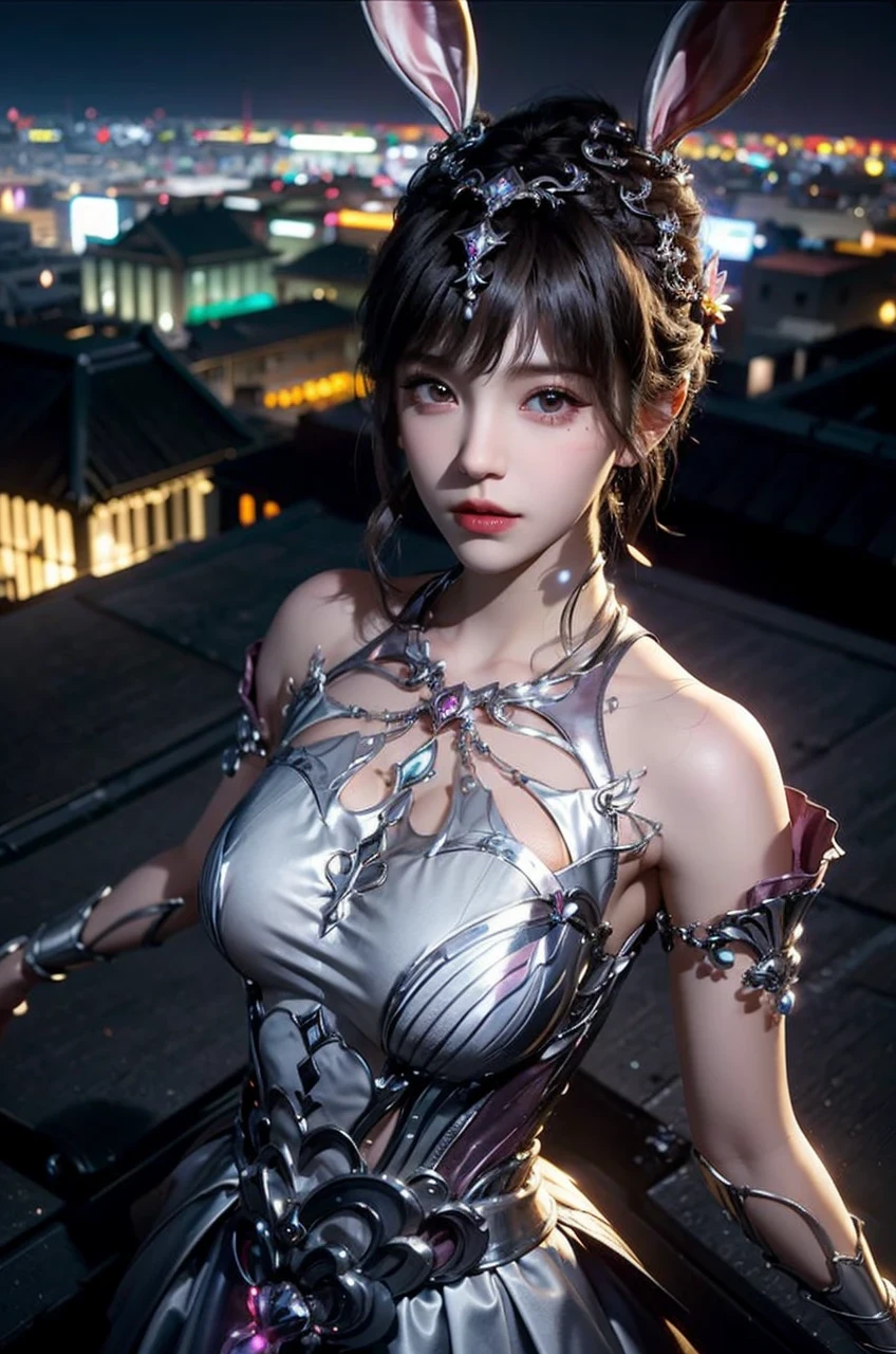 a close up of a woman with a bunny ear and a sword, queen of the sea mu yanling, portrait knights of zodiac girl, lineage 2 revolution style, Smooth anime CG art, Game CG, a beautiful fantasy empress, intricate ornate anime cgi style, drak, cinematic goddess close shot, anime goddess, Waifu, photorealistic anime girl rendering