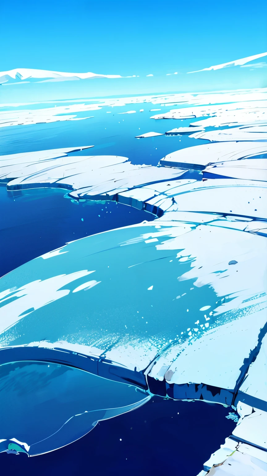 beautiful blue sky,((There are no people)),Nobody is here,((there are no artifact)),((arctic ice field,cracking ice)),There is no road,No buildings,beautiful Nature,High quality,Detailed