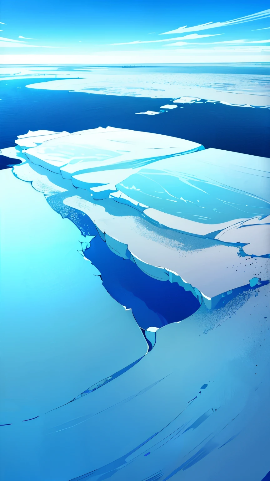 beautiful blue sky,((There are no people)),Nobody is here,((there are no artifact)),((arctic ice field,cracking ice)),There is no road,No buildings,beautiful Nature,High quality,Detailed