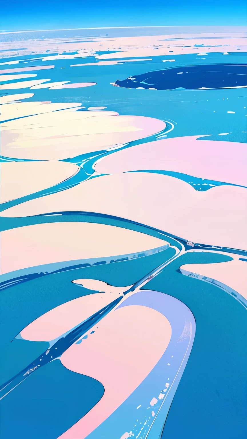 beautiful blue sky,((There are no people)),Nobody is here,((there are no artifact)),((arctic ice field,cracking ice)),There is no road,No buildings,beautiful Nature,High quality,Detailed