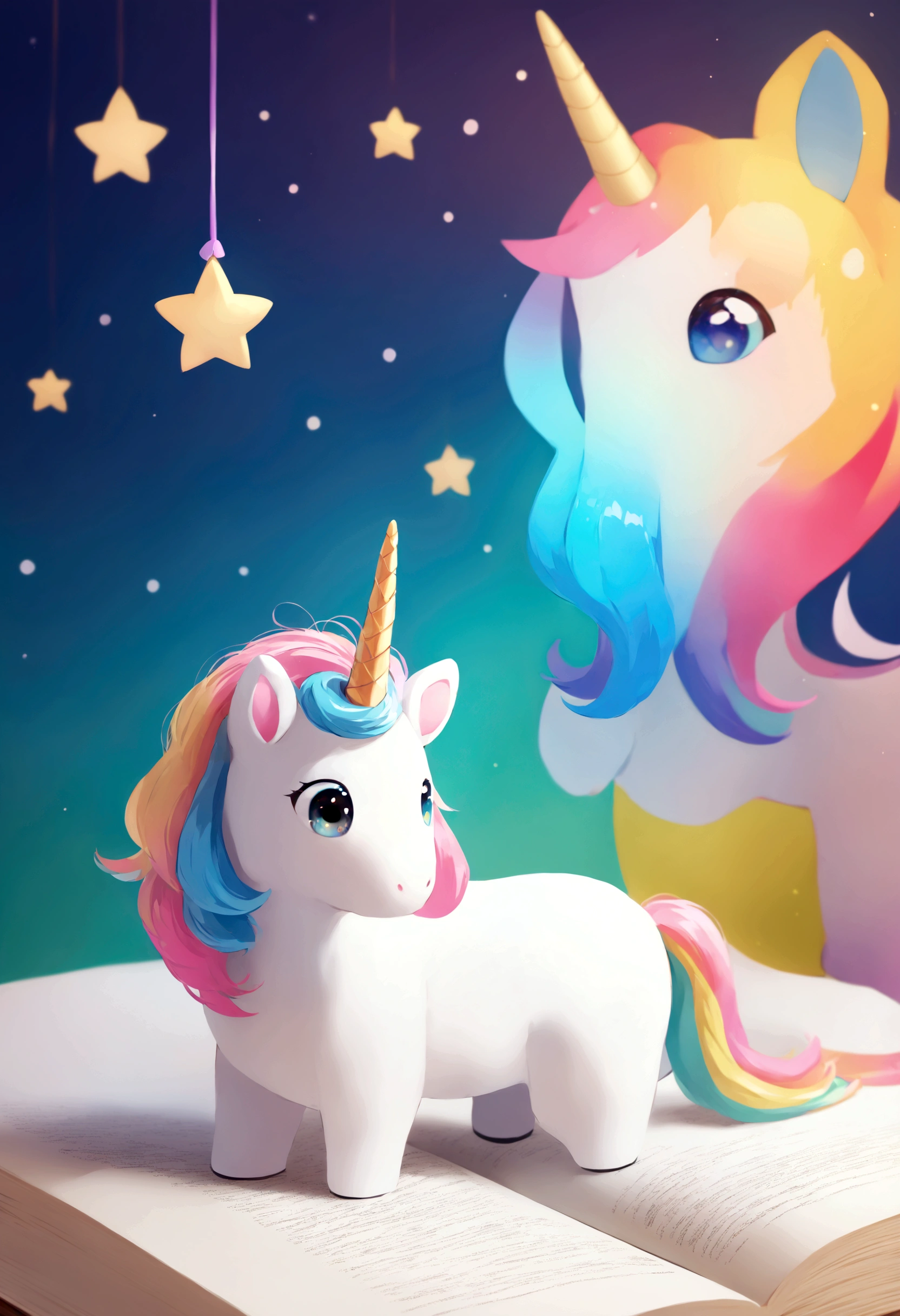 Wide-eyed unicorn Cute picture animation Horn1Book colorful