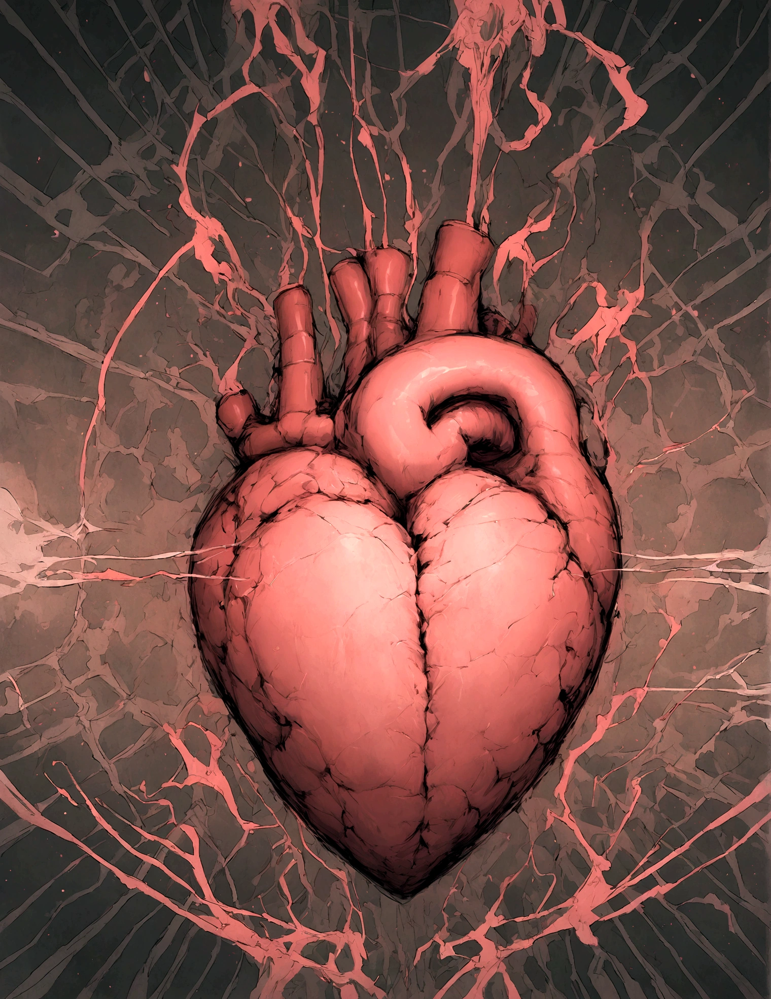 Illustration of a human heart and a chart depicting an irregular heartbeat
