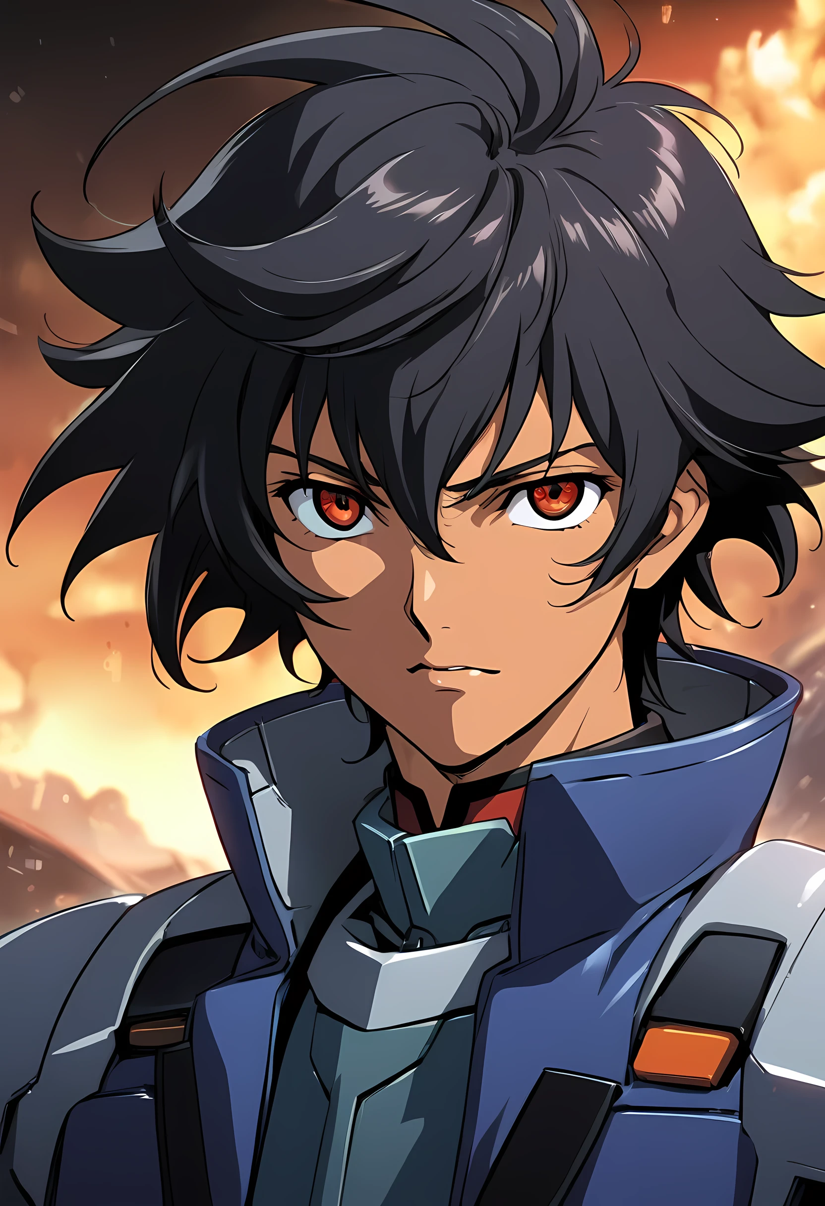 1boy, male focus, setsuna f. seiei, gundam, detailed face, detailed eyes