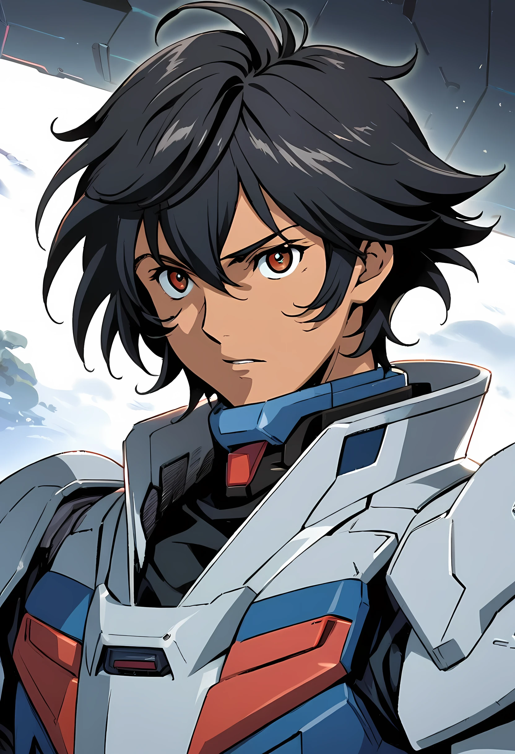1boy, male focus, setsuna f. seiei, gundam, detailed face, detailed eyes