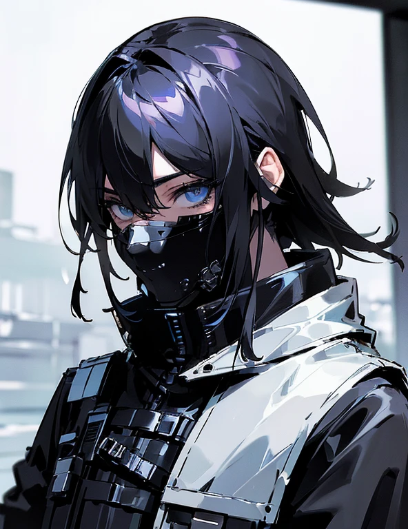 男性1 person, Black Hair, blue eyes, good looking, Wear tactical clothing, (detailed beautiful eyes and detailed face, masterpiece side light, masterpiece, highest quality, detailed, High resolution illustrations), (1 person, good looking shiny skin