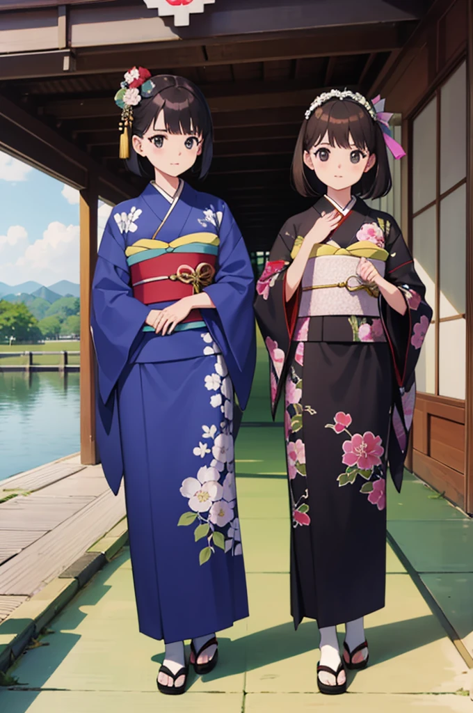 Japan Young Women;whole body、Heian period、Formal attire for ladies of the nobility、The Heike Story、Twelve-layered kimono、clear、Fantastic