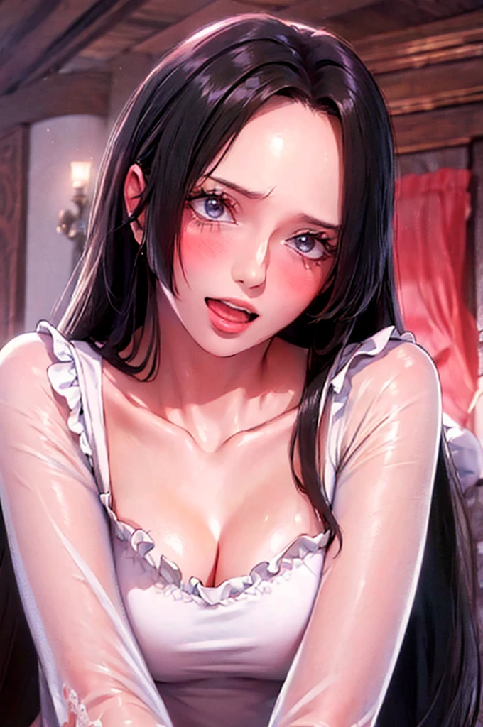 best quality, masterpiece, highly detailed,1girl, ((rose)), (vine), cage, bandage, red rope, (detail light), falling rose petals, Boa Hancock, , (masterpiece:1.5), Detailed Photo, Smiling, Sexy, (8K, Best Quality: 1.4), (1girl), Beautiful Face, (anime realistic Face), (Black Hair, long Hair: 1.3), Beautiful Hairstyle, Realistic eyes, beautiful detail eyes, (white skin), beautiful skin, absurd, attractive, ultra high resolution, ultra realistic, high definition, golden ratio, (sexually aroused:1.5), Pinkish white skin, cool white light, sexy pose, Beautiful , white background, pink soft white light, Wear a white dress, sexy, black lace bra, (zombie girl:1.4), (breeding:1.6), (cute dead girl:1.5), (deadly eyes:1.8), (Eyes without sparkle1.7), pale skin, dead body, no life, (lifeless:1.5), (Wounds on the body:1.6), (dribbling:1.5), (red blood on body:1.3), (Bruise on the body:1.4), (nsfw:1.2)