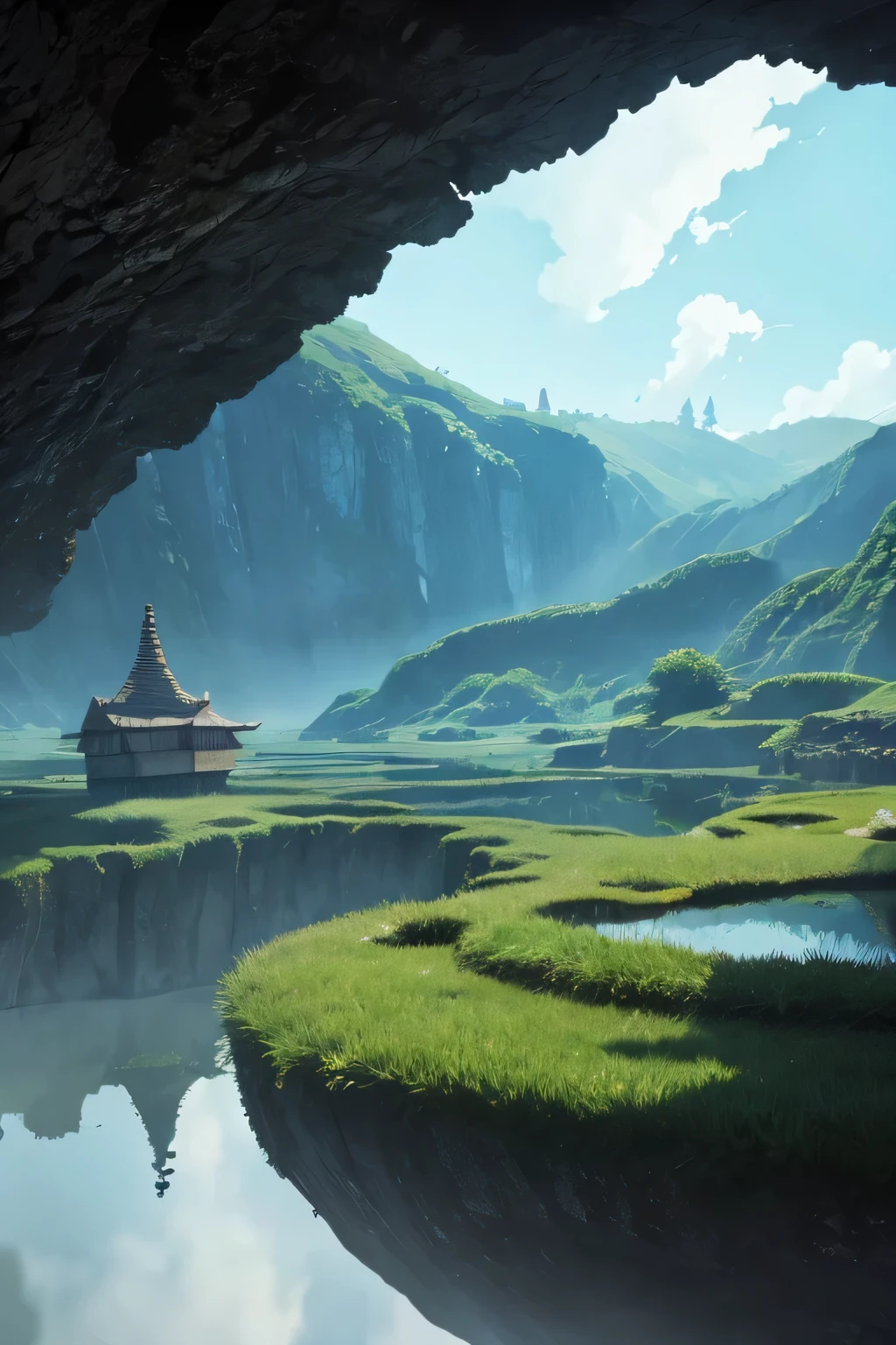 landscape Hayao Miyazaki style No characters