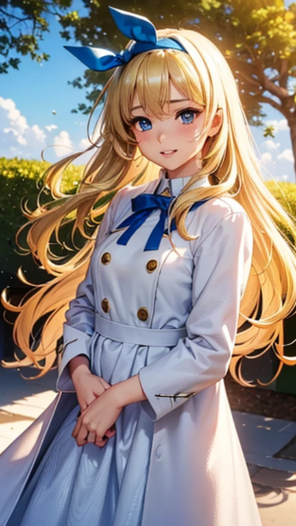 A girl is posing for a photo,pretty girl,Enchanting girl,Anime Girls,
(((One Girl,Baby Face,16 years old))),(Tree Eyes,blue eyes),
(((White long coat)), ((Long skirt:1.4、sneakers))、((Big ribbon headband))、
BREAK
(Beautiful Hair,Shiny Hair),((Blonde)、colorful hair:1.4)、Hair blowing in the wind、Forehead、Wavy Hair、Shaggy Hair、Very long hair),
(Expression of fine eyes,Beautiful and delicate eyes,Sparkling eyes,Eye Reflexes),
(double eyelid,Long eyelashes),
(Beautiful Nose,Thin Nose),
(Glossy lips,Beautiful Lips,Thick lips),
(Symmetrical facial features,Perfect Face),(((Detailed skin,Oily skin,Textured skin,Beautiful Skin))),
break
(smile、Embarrassed),
((noon、garden、squirt, grass)),((Walking、front view, Cowboy Shot)),
break
(((highest quality)),((masterpiece)),((Very detailed))),((High resolution),(8k),(16k,1080p),(Anime 2D Rendering)),(Anatomically correct),
((Realistic)), (The best CG),Highly detailed art,CG illustration,