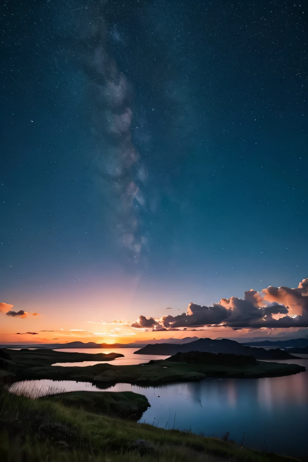 landscape Hayao Miyazaki style Night Sky sunset