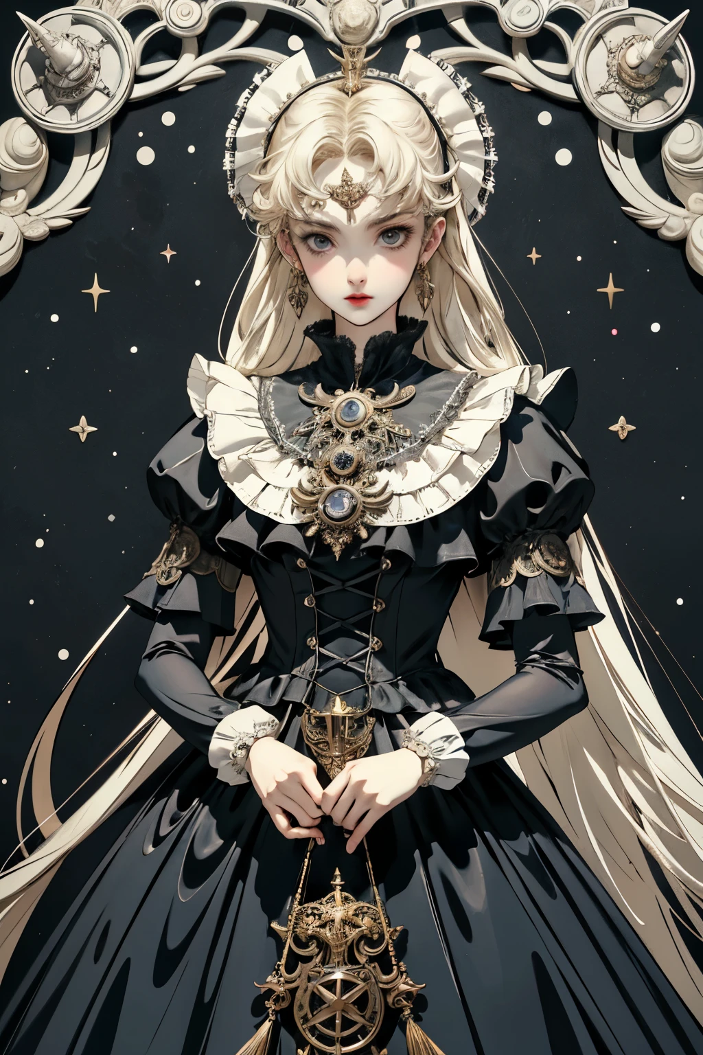 ((best quality)), ((masterpiece)), (detailed), perfect face ((best quality)), ((masterpiece)), (detailed), blank white background, plain background, white background, Bloodborne inspired, occult aesthetic, occult, detailed and intricate steampunk and detailed gothic, (zentangle, mandala, tangle, entangle), NSFW, torn clothing, Very dramatic and cinematic lighting, cosmic horror, grim-dark, side-lighting, perfect face, a beautiful goddess adorned and enshrined in armour, Bloodborne inspired , occult aesthetic , occult , detailed and intricate steampunk and detailed gothic , holding a spear or lance, NSFW, Fluttering lace flared short dress with frilly petticoats, knee length dress, pleated petticoats, lolita dress, petticoats gothic lolita, side-lighting, gothic lolita aesthetic, beautiful small breasts, small breasts, full body, whole body, body, plain background, white background, blank background, no background, white background NSFW, full body, whole body, head-to-toe