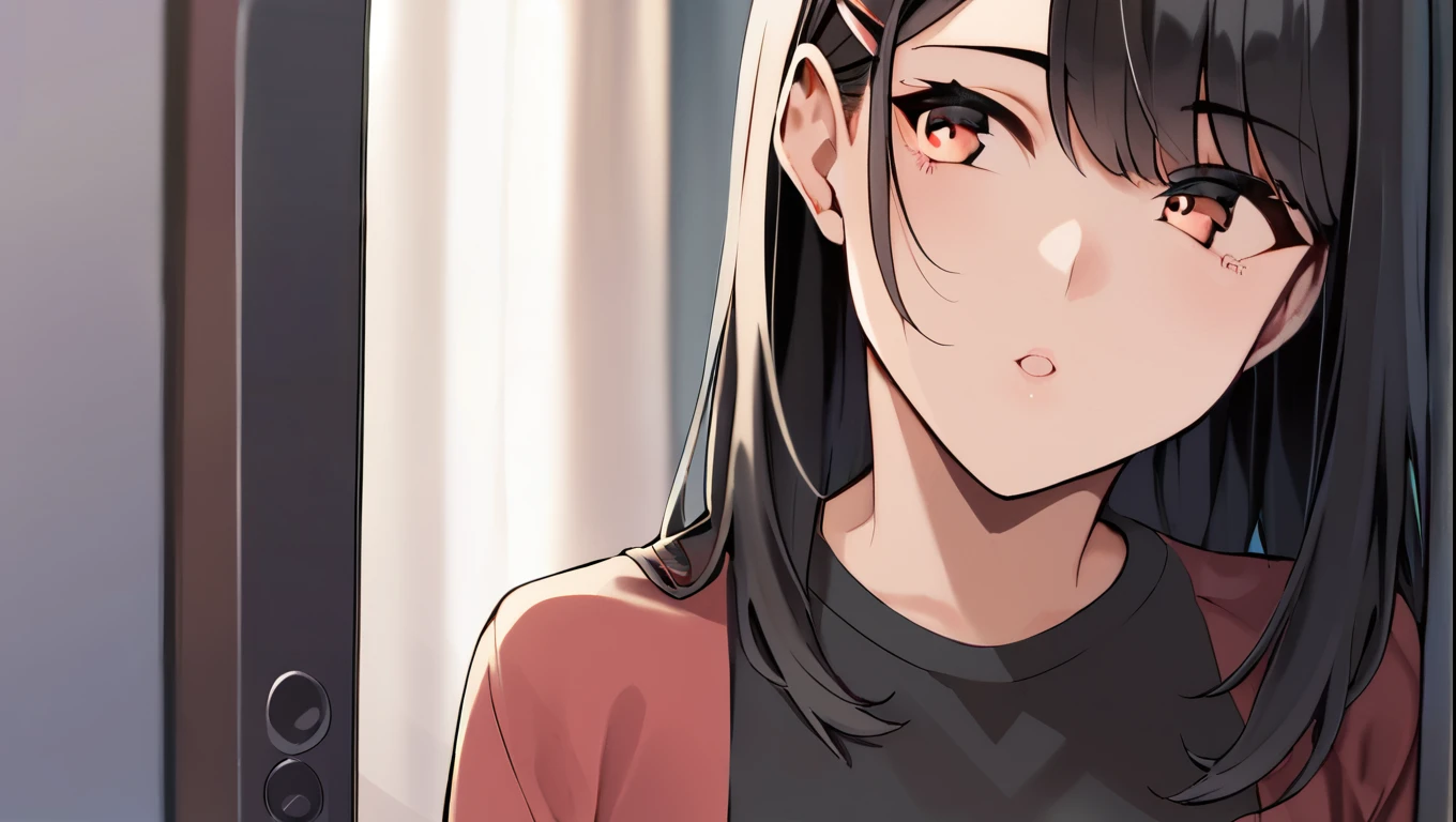 score_9, score_8_superior, score_7_superior, Cowboy Shot, One girl, smartphone, amount, Hair Clip, Voice of the Heart, Black Hair, bangs,
,