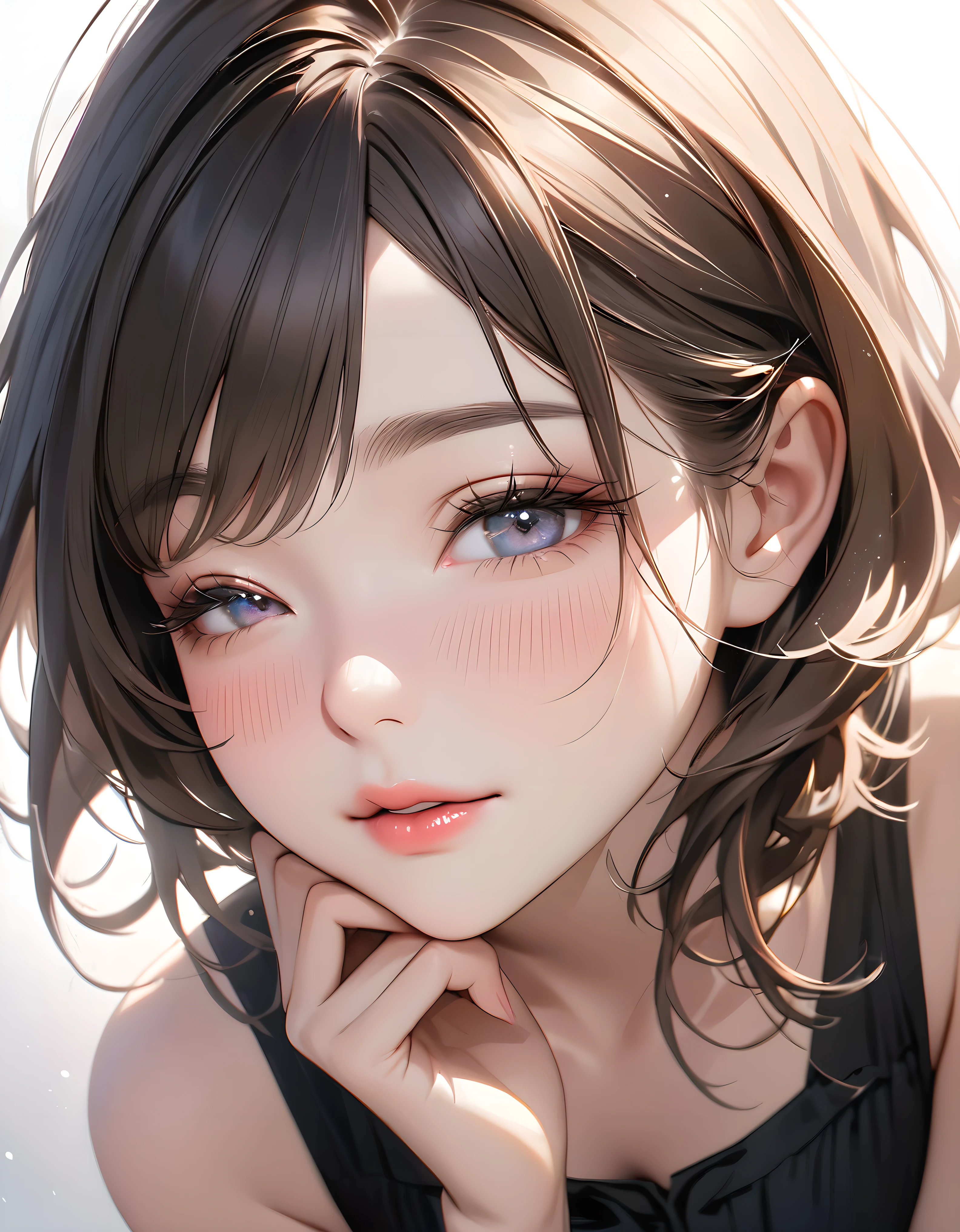 The face of a beautiful girl approaching the viewer,  (A girl kissing), alone, Perfect and attractive face, Mouth about to kiss, close your eyes, Expectations, Shyness, joy, blush, Realistic and attractive nose, Delicate and refined eyelashes, Detailed and fine eyebrows, Natural Makeup, Delicate and perfect brushwork, Young and vibrant々Fresh skin, BREAK: The expression of love for the viewers, Expectations, Shyness, joy, blush, I close my eyes in fear, Lips asking for a kiss, Detailed and realistic skin texture, Cute and sexy gestures that will charm you, ((facing the viewer)), loooking at viewer, Jaw sticking out, Lower your eyelids, Detailed and captivating, Seduce you, BREAK ((Gently closed eyelids)), The approaching lips, BREAK (close both eyelids, Lips asking for a kiss, Approaching Face, Put your chin forward:1.1), (Look up:1.3), ((Facing you)), BREAK Closed mouth about to kiss, (close your eyes:1.3), Expectations, Shyness, joy, blush, Realistic and captivating portrayal, First-person view of the viewer, (Close-up of face taken from above:1.2).