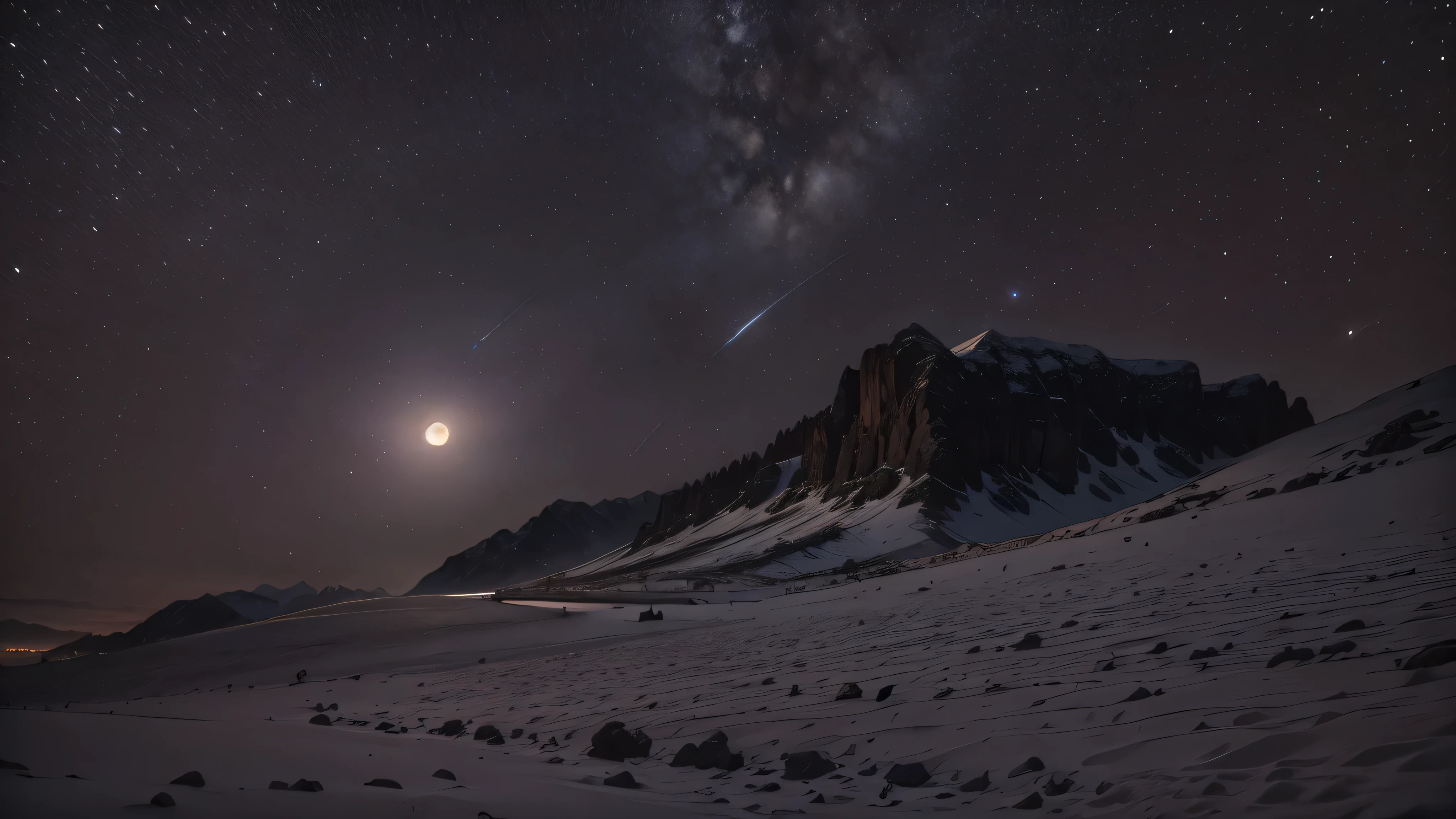 Mountain hut on a moonlit night  