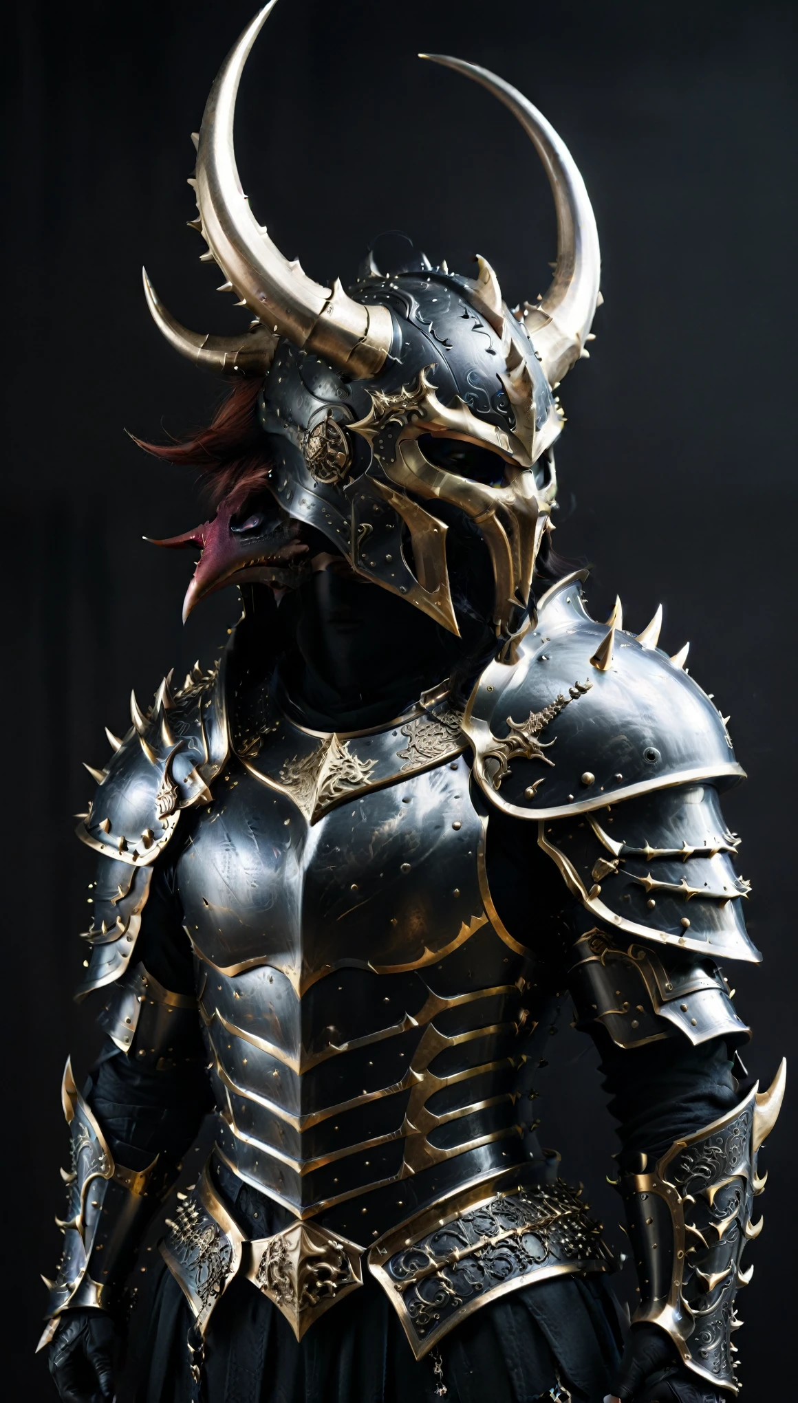 (in style of John Bauer:0.8),(in style of by Liu Ye:0.9),
1 male knight,(black_armor:1.6),romantic flower background,(fantasy style armor:1.3),(sienna and (black:1.5) pane cloak:1.6),
BREAK
beautifully ornate sleek horned helmet,(special shoulder armor with (claw:1.5):1.2),(dregon spiked armor:1.5),
BREAK
(insanely detailed and intricate, hypermaximalist, elegant, ornate, hyper realistic, super detailed:1.1),(dynamic pose:1.3),
(absolutely dark:1.9),(drop_shadow:1.8),(detailed shadows:2.2),made of very bold lines,emphasis lines,perfect lines,infinity lines,utopian style,fantasy style,(lowkey light:1.7),