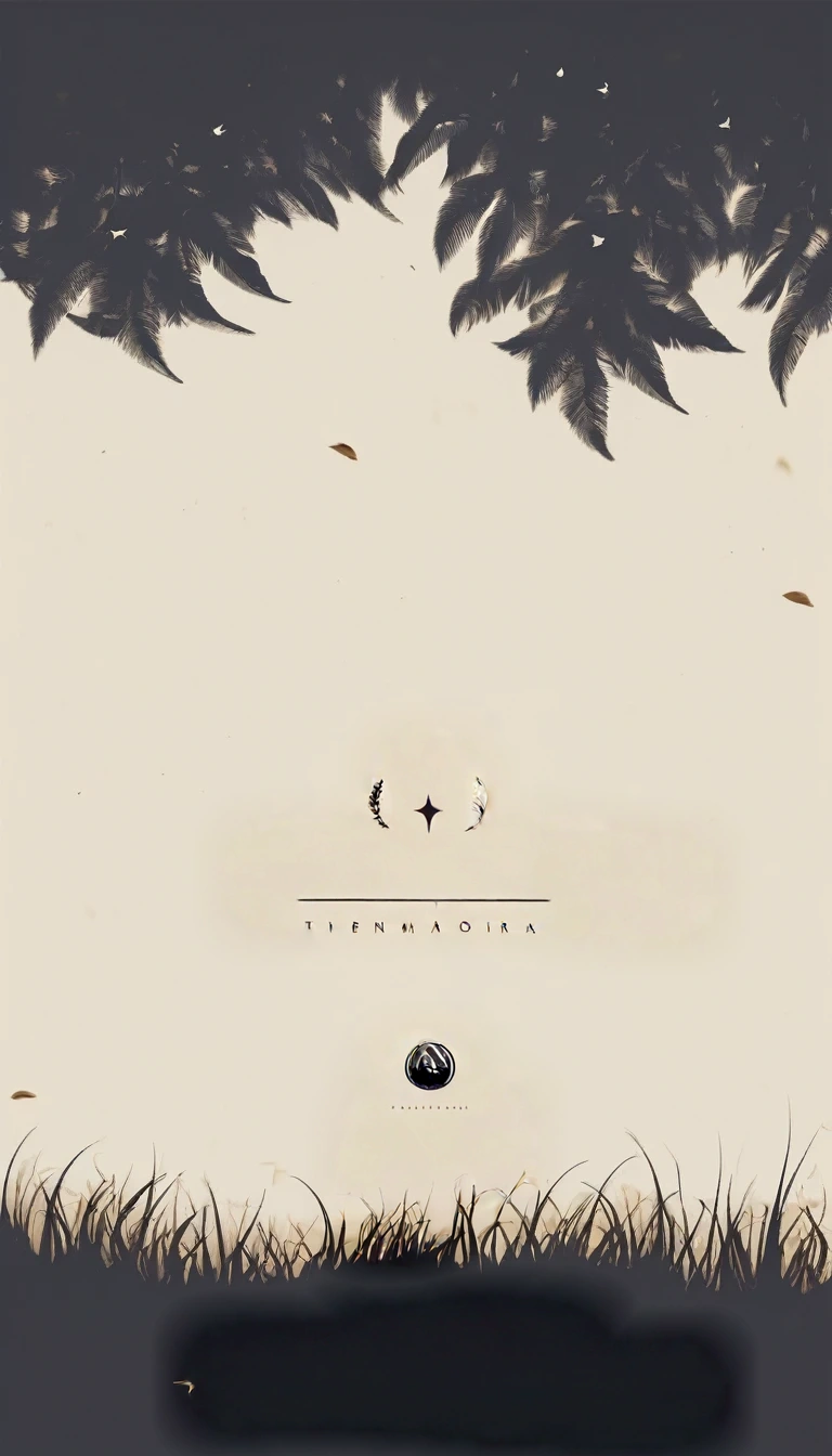 A minimal, modern, simple, cinematic logotype for the brand “Penamemoria". The logotype must be a simple, magical feather and a boy playing acoustic guitar. The logo must convey a sense of music, stories and dreams. Logo design impressed on a book cover. Minimalistic logo