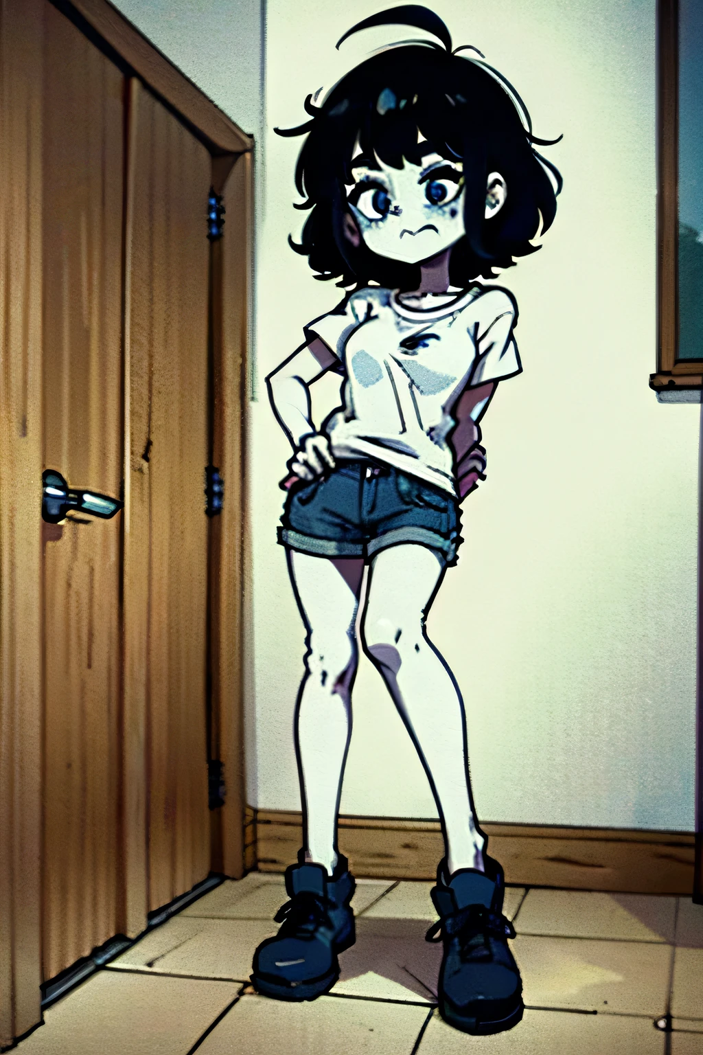 (Masterpiece, best quality:1.2), 1 girl, alone, (Sextoid Shop , No pants., Not wearing a shirt, Get naked, Lustful look, reach the climax, The genitals are clearly visible., flat stomach, crop top, canvas shoes)