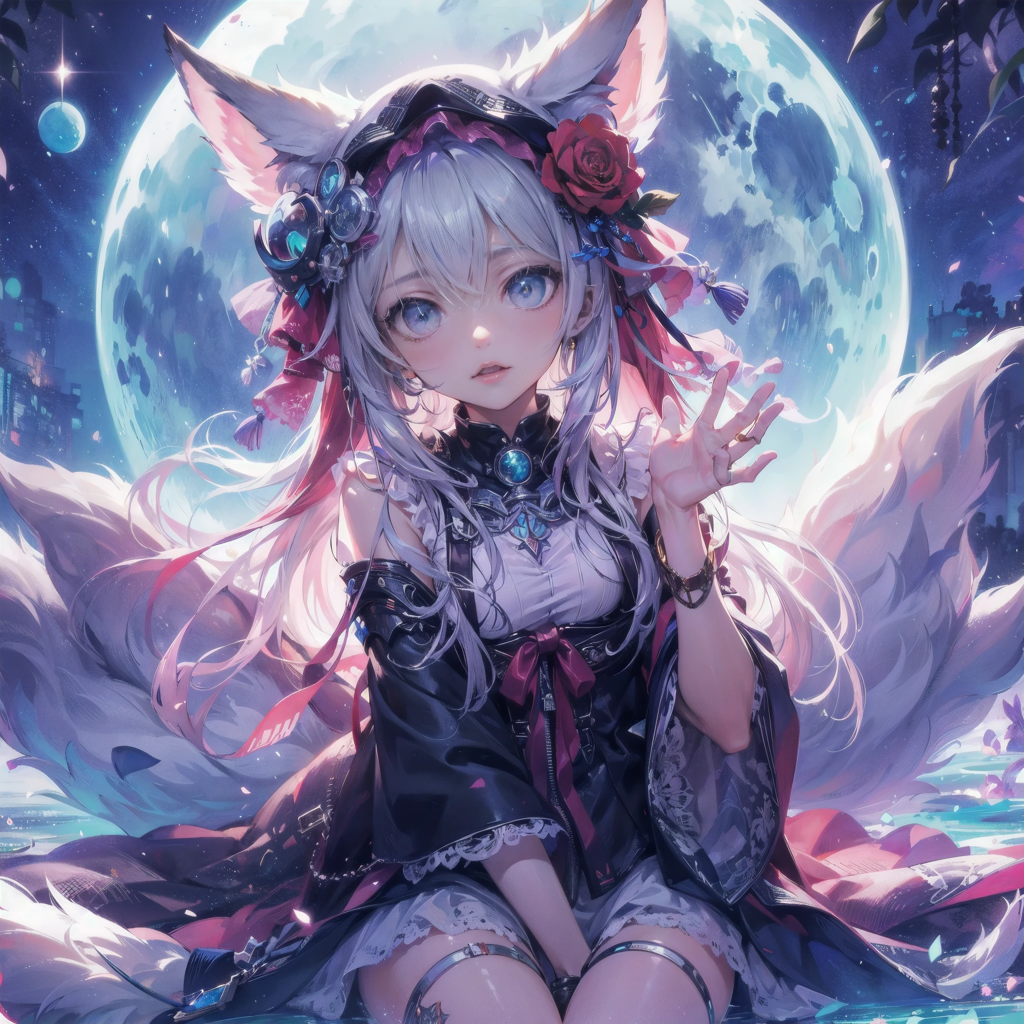 A fantasy Wasteland battles hand-in-hand through a wasteland full of pitfalls. The camera zooms in on the girl, capturing her determination. The cool girl, with wolf ears,wolf tail,  wears thin leather armor and dark cloak. As the zoom progresses, the focus shifts to her hands, highlighting the worn and weathered textures that symbolize her journey and the hardships she has endured. This message is realized in a mixed-media sculptural style, combining elements of metalwork and textile art to represent the characters and their resilience in three-dimensional form.