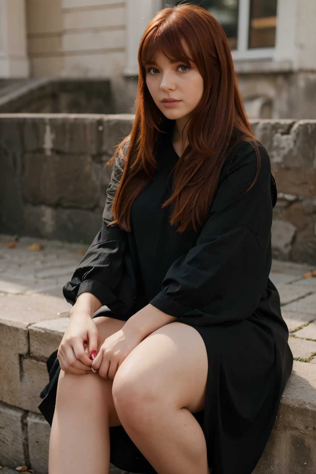 Girl with Bangs Red Hair with Dress 